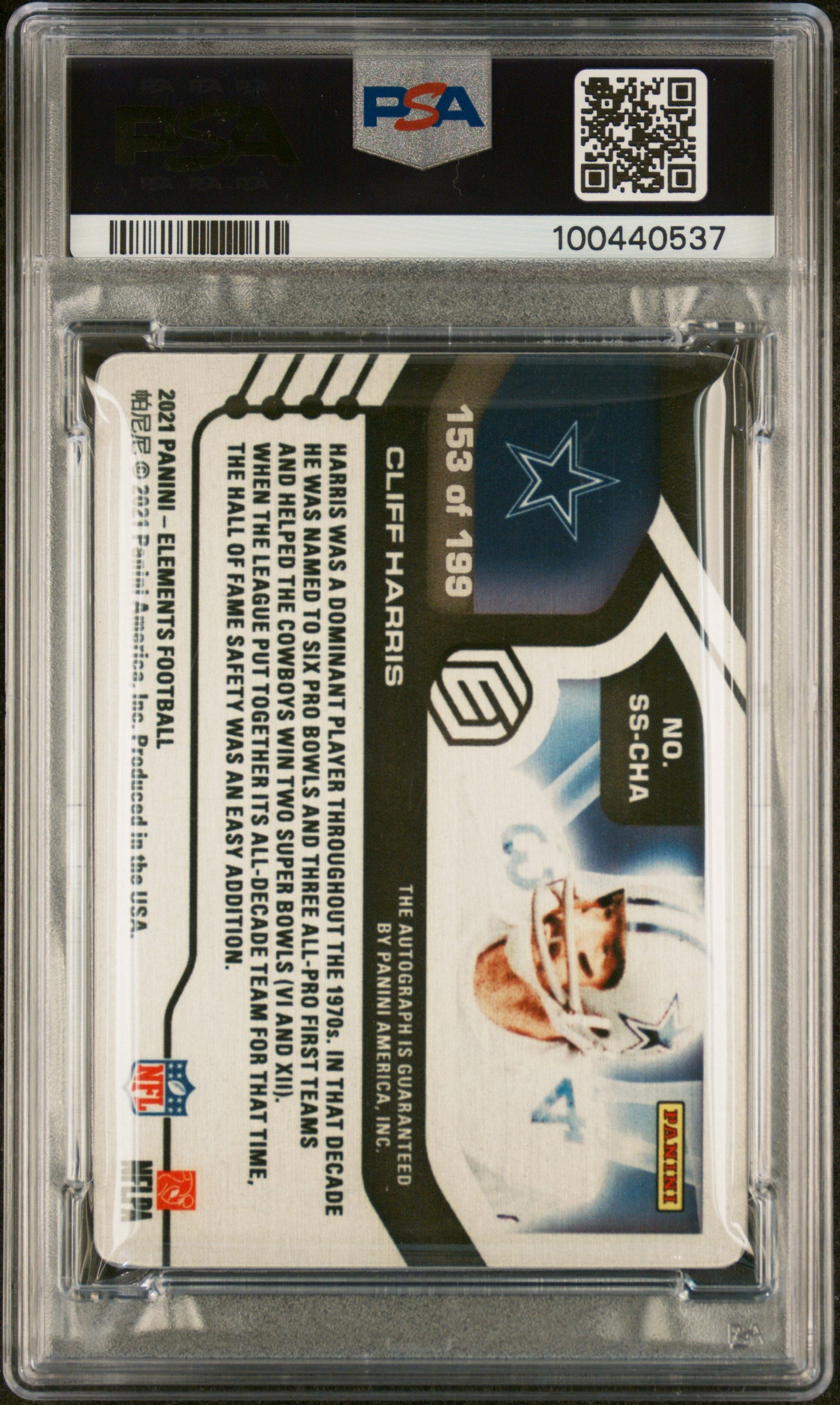 2021 Elements Steel Signatures Cliff Harris On Card Auto Pearson PSA Authentic