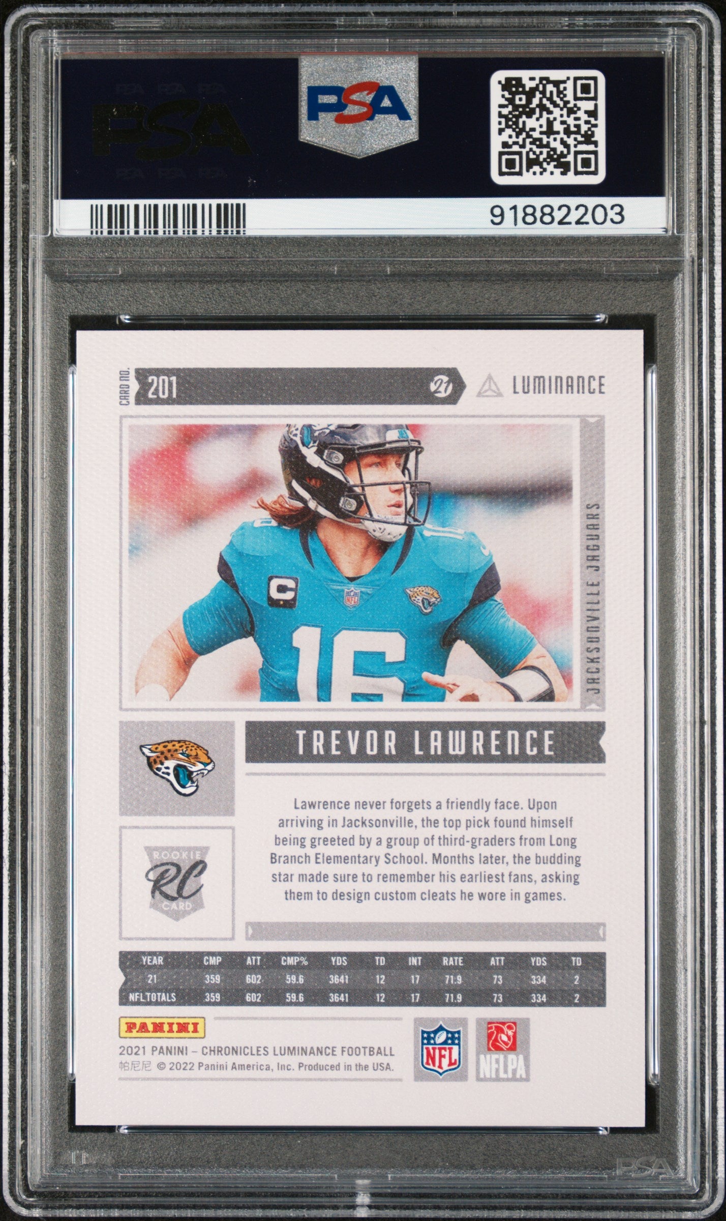 2021 Chronicles Luminance Update Rookies Trevor Lawrence Pink #201 PSA 10 Jags