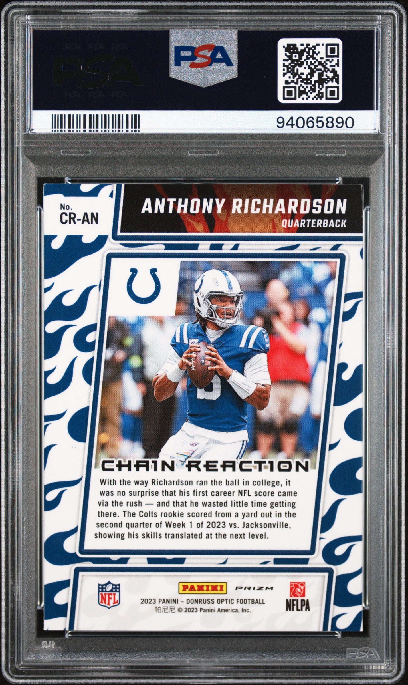 2023 Panini Donruss Optic Chain Reaction Anthony Richardson #CRAN PSA 10 Colts