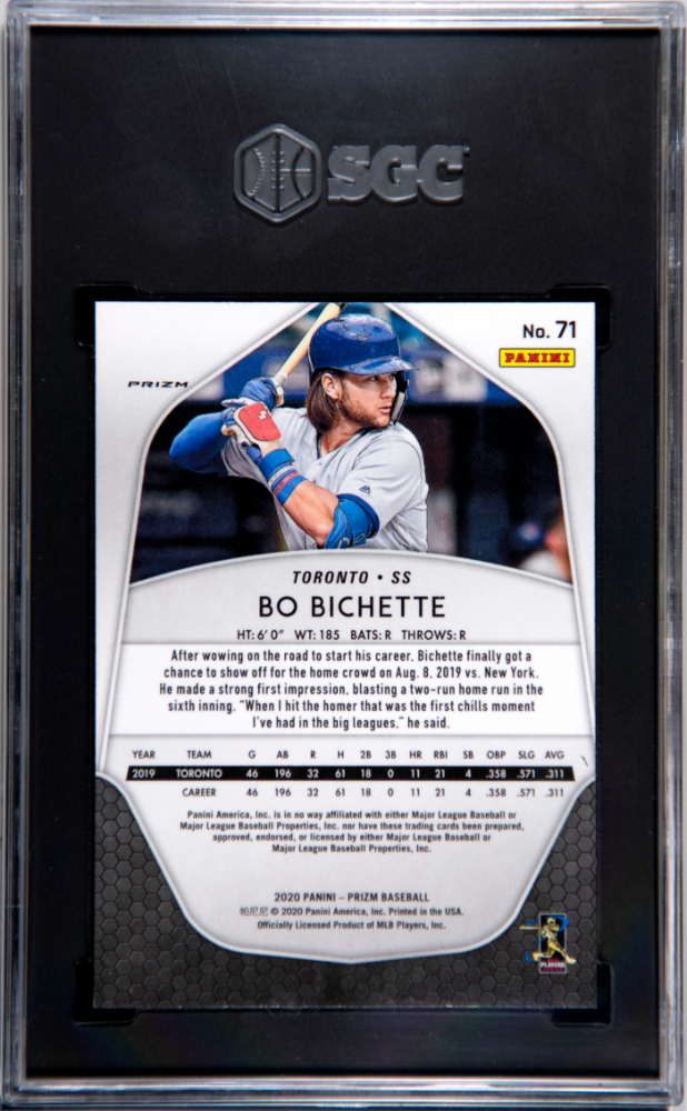 2020 Panini Prizm Bo Bichette Red White Blue Rookie #71 SGC 9 Blue Jays