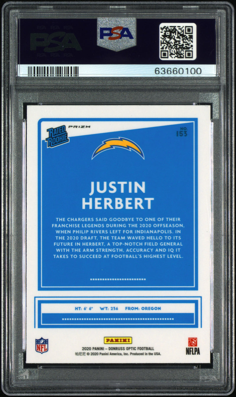 2020 Panini Donruss Optic Justin Herbert Blue Hyper