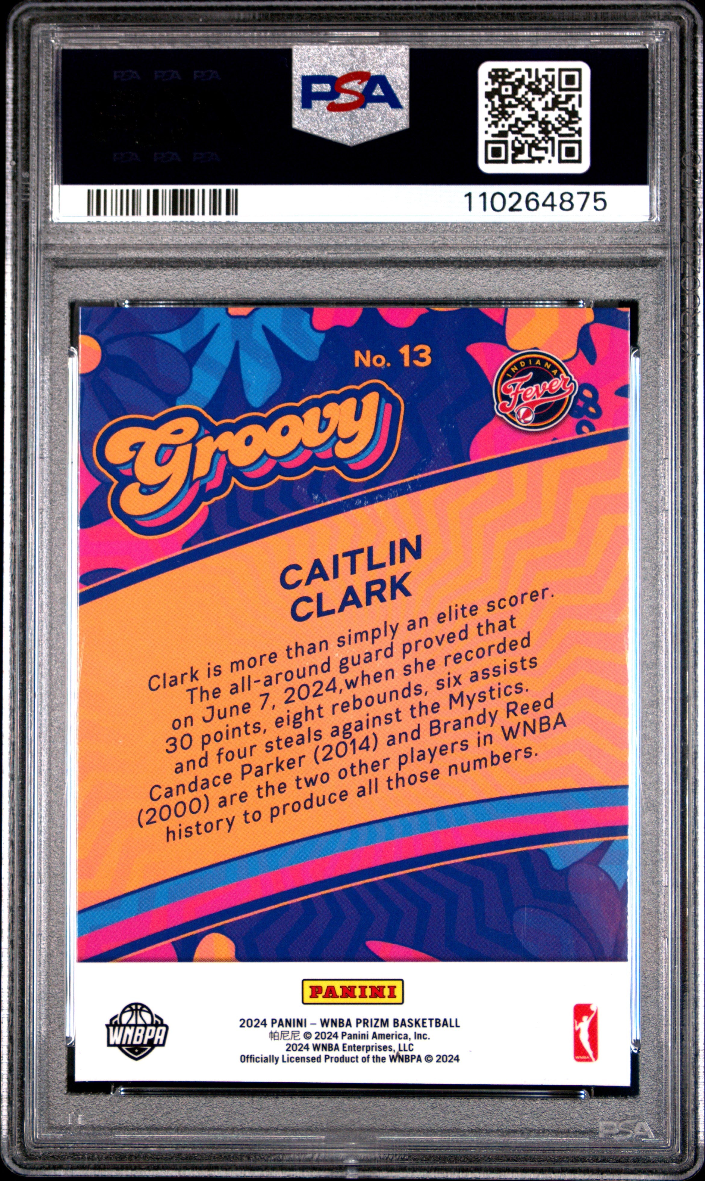 2024 Panini Prizm WNBA Groovy Caitlin Clark #13 PSA 9 Indiana Fever