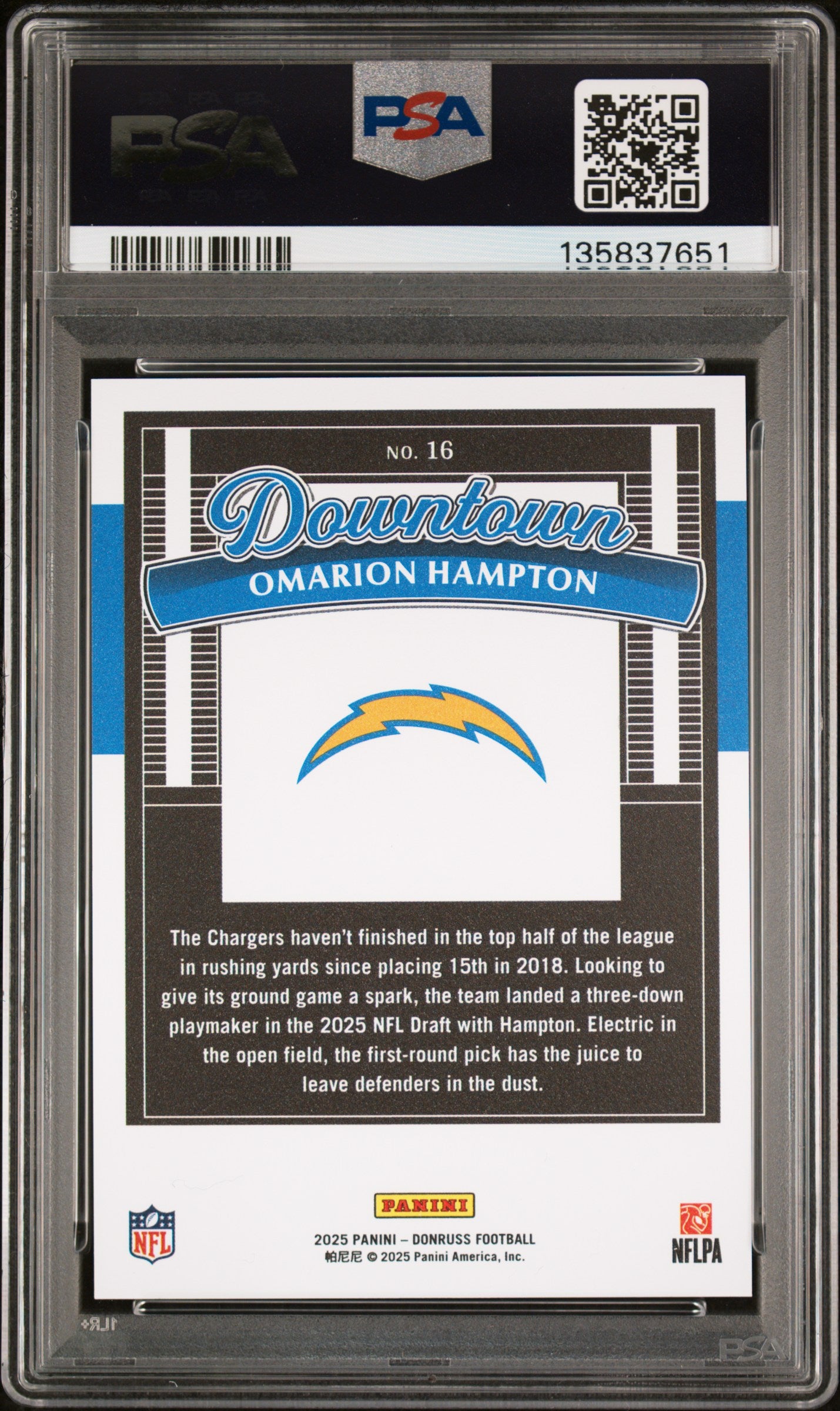 2025 Panini Donruss Downtown Omarion Hampton #16 PSA 10