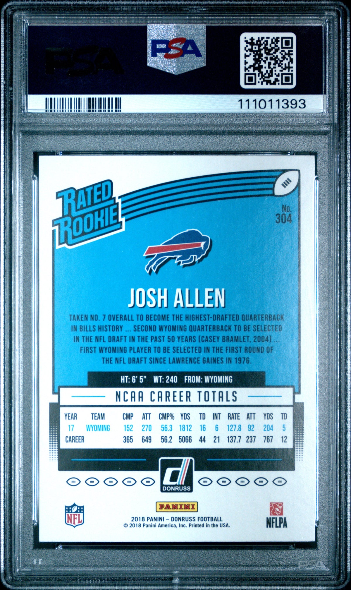 2018 Panini Donruss Josh Allen #304 PSA 10
