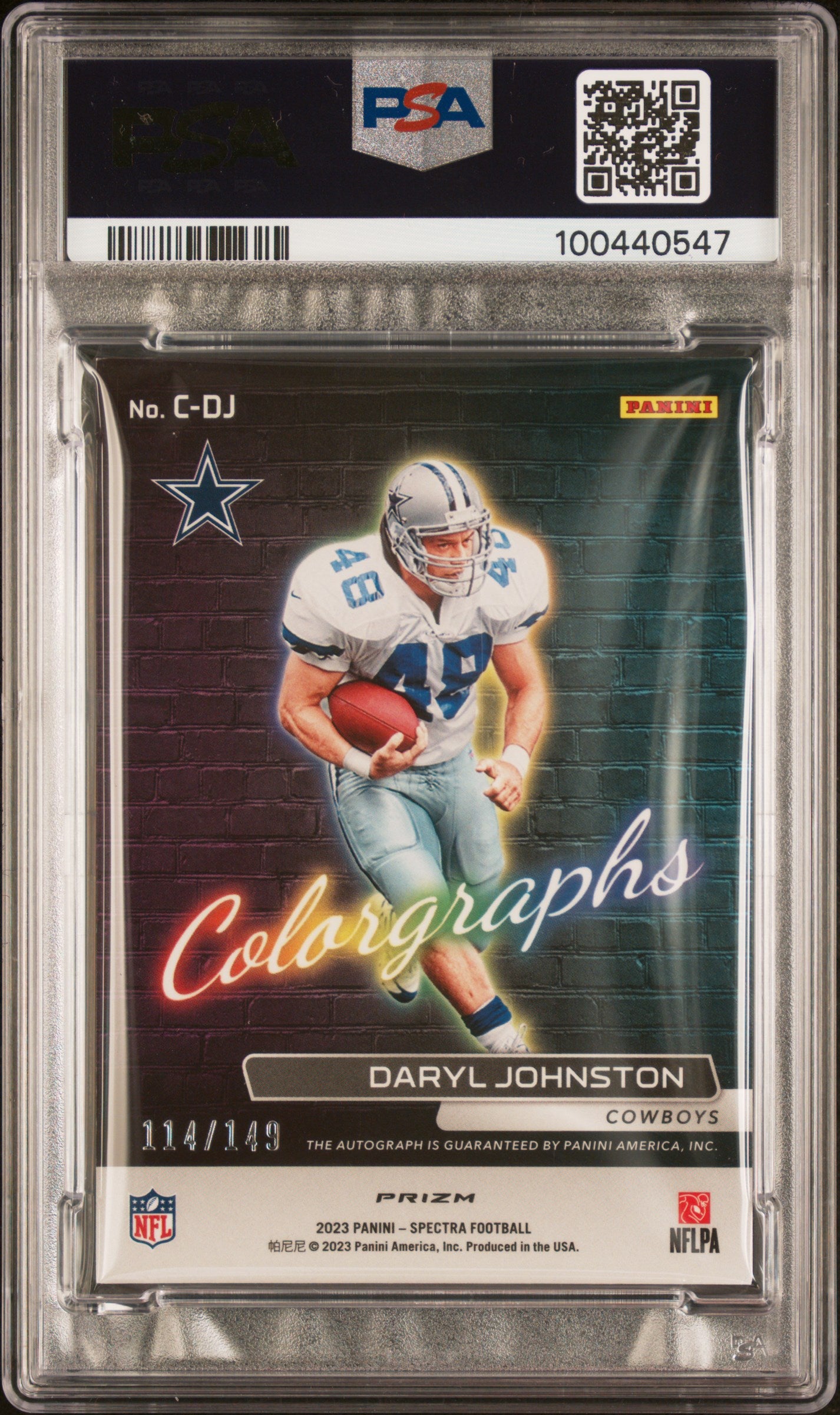 2023 Spectra Colorgraphs Daryl Johnston On Card Auto PSA Authentic 114/149