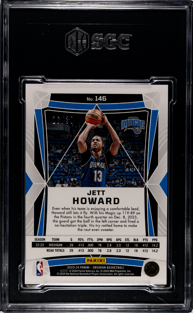 2023 Obsidian Jett Howard Electric Etch Blue Rookie /30 SGC 9.5 Orlando Magic