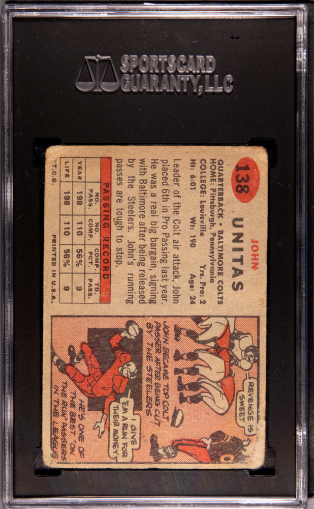 1957 Topps John Unitas #138 SGC 1