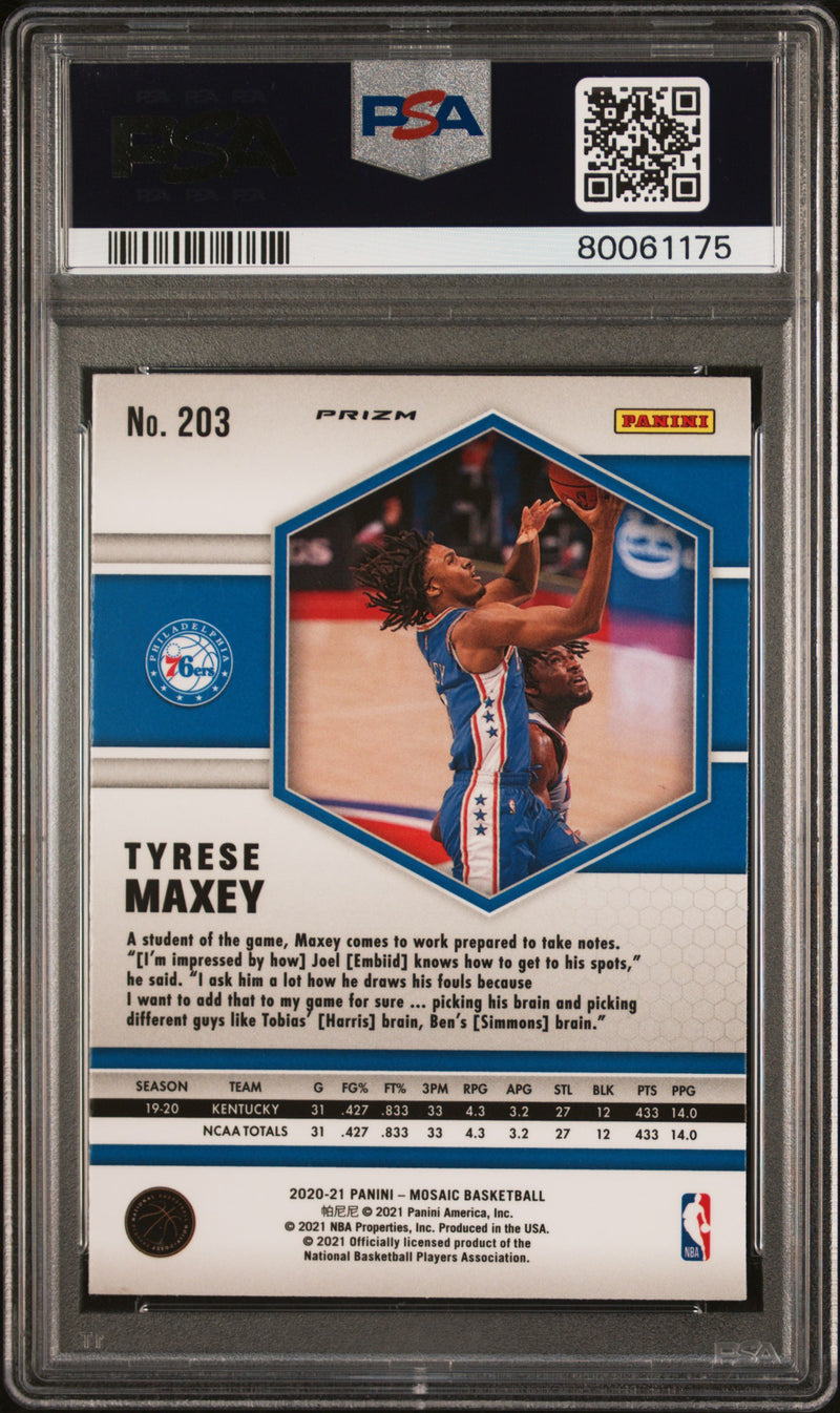2020 Panini Mosaic Tyrese Maxey Reactive Blue Rookie