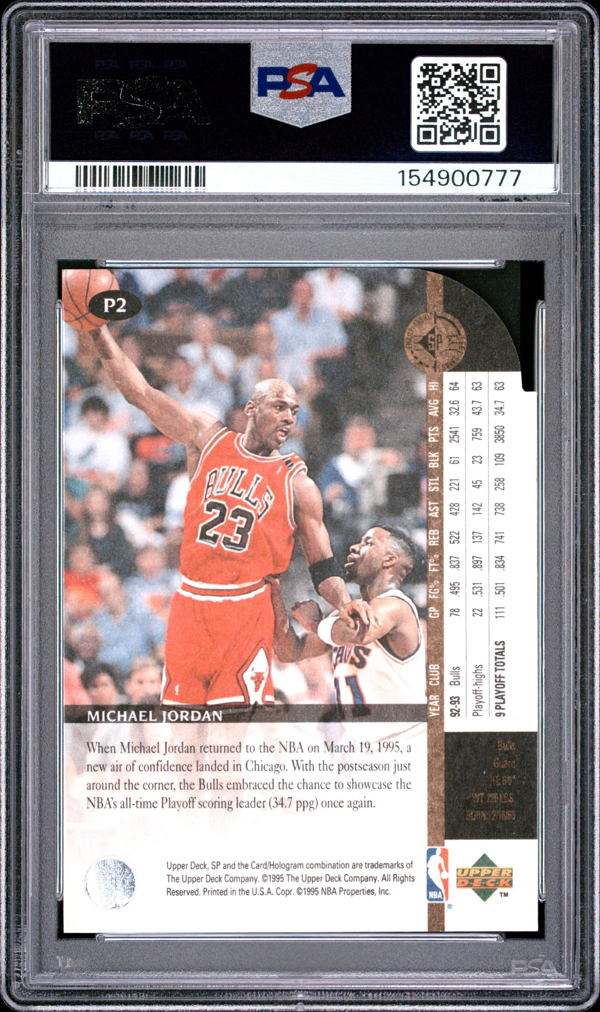 1994 SP Championship Playoff Heroes Michael Jordan Die Cut #P2 PSA 10 GEM MINT