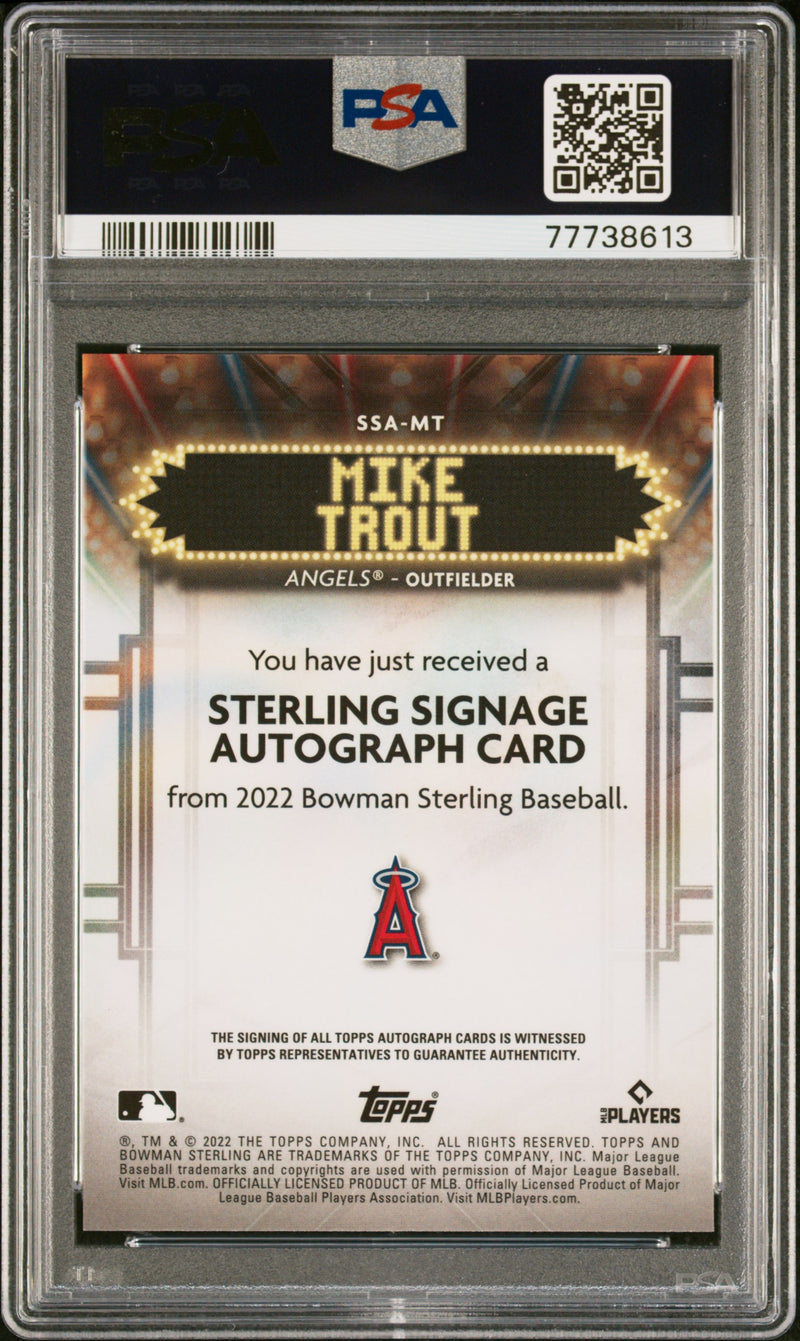 2022 Bowman Sterling Sterling Signage Autographs Mike Trout PSA 9 MINT 33/99