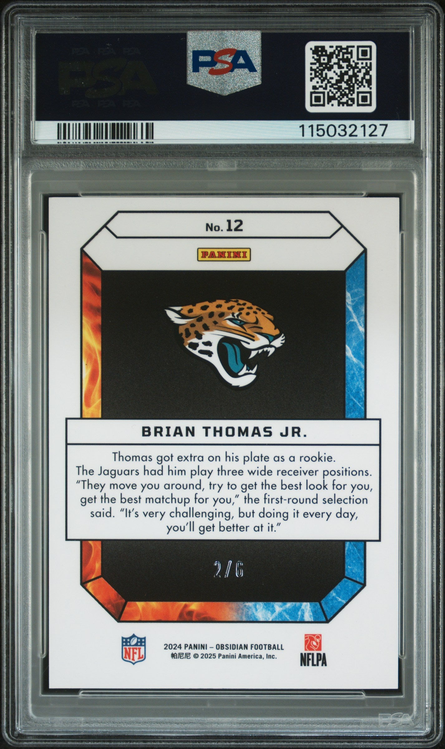 2024 Panini Obsidian Fire And Ice Brian Thomas JR. Jade #12 PSA 10