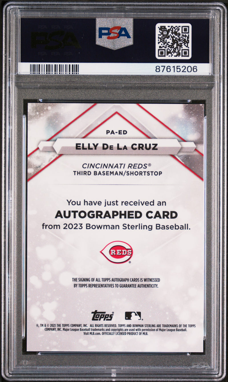 2023 Bowman Sterling Prospect Autograph Elly De La Cruz Speckle Refractor PSA 10