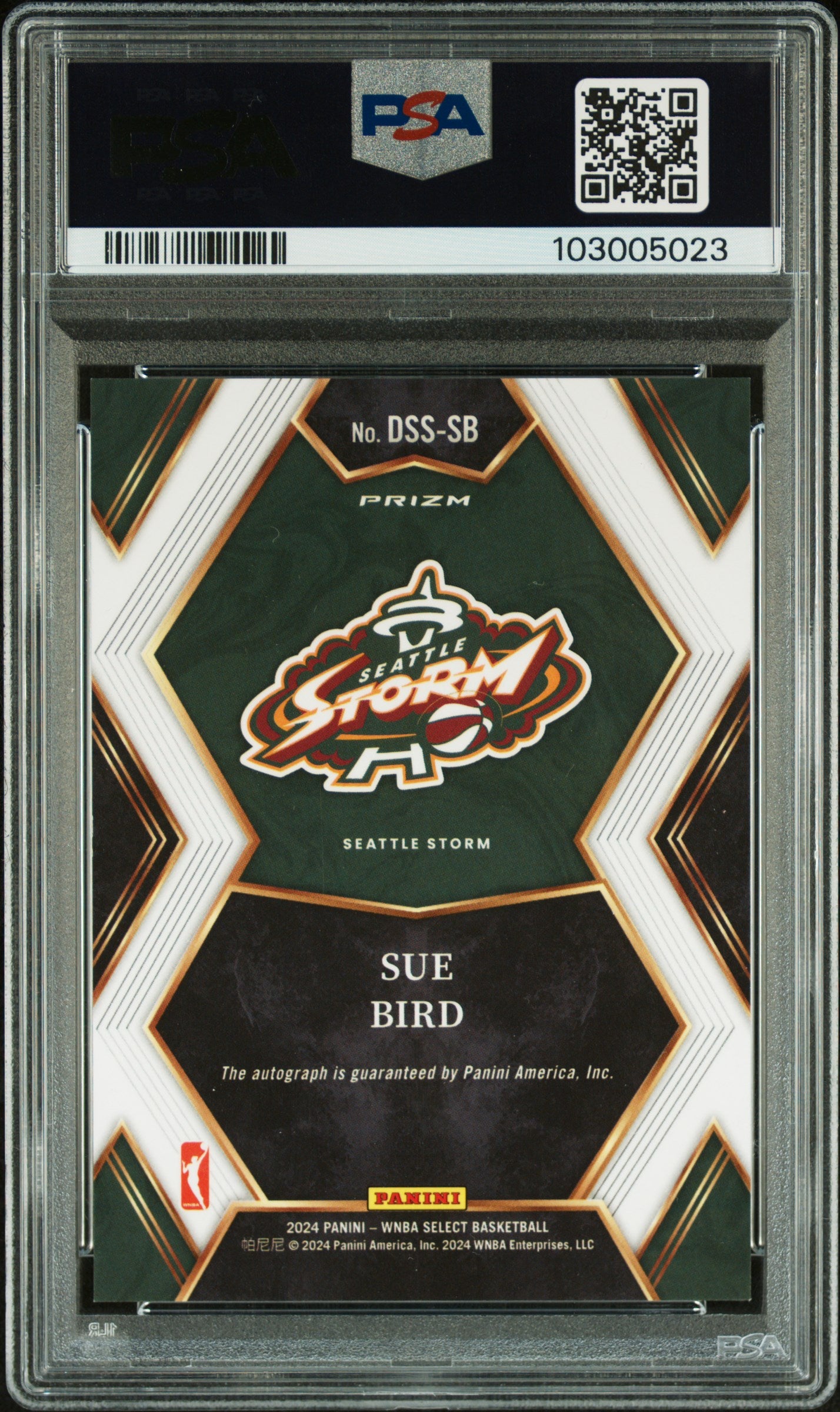 2024 Panini Select WNBA Draft Selections Signatures Sue Bird #DSSSB PSA 9