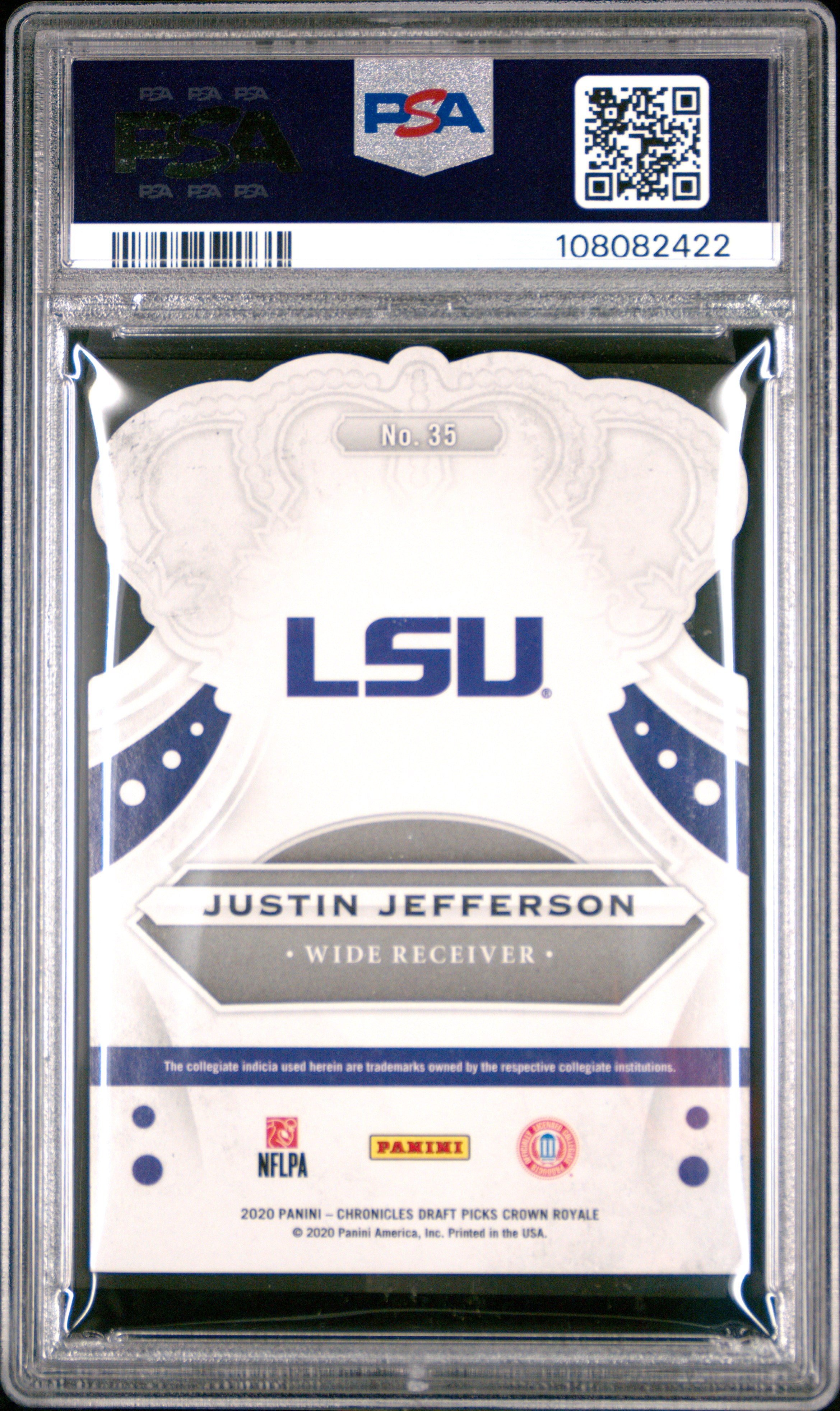 2020 Chronicles Draft Picks Crown Royale Justin Jefferson Rookie PSA 9 Bengals