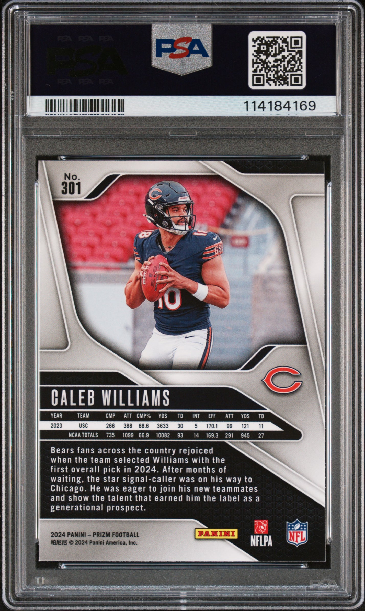 2024 Panini Prizm Caleb Williams #301 PSA 10