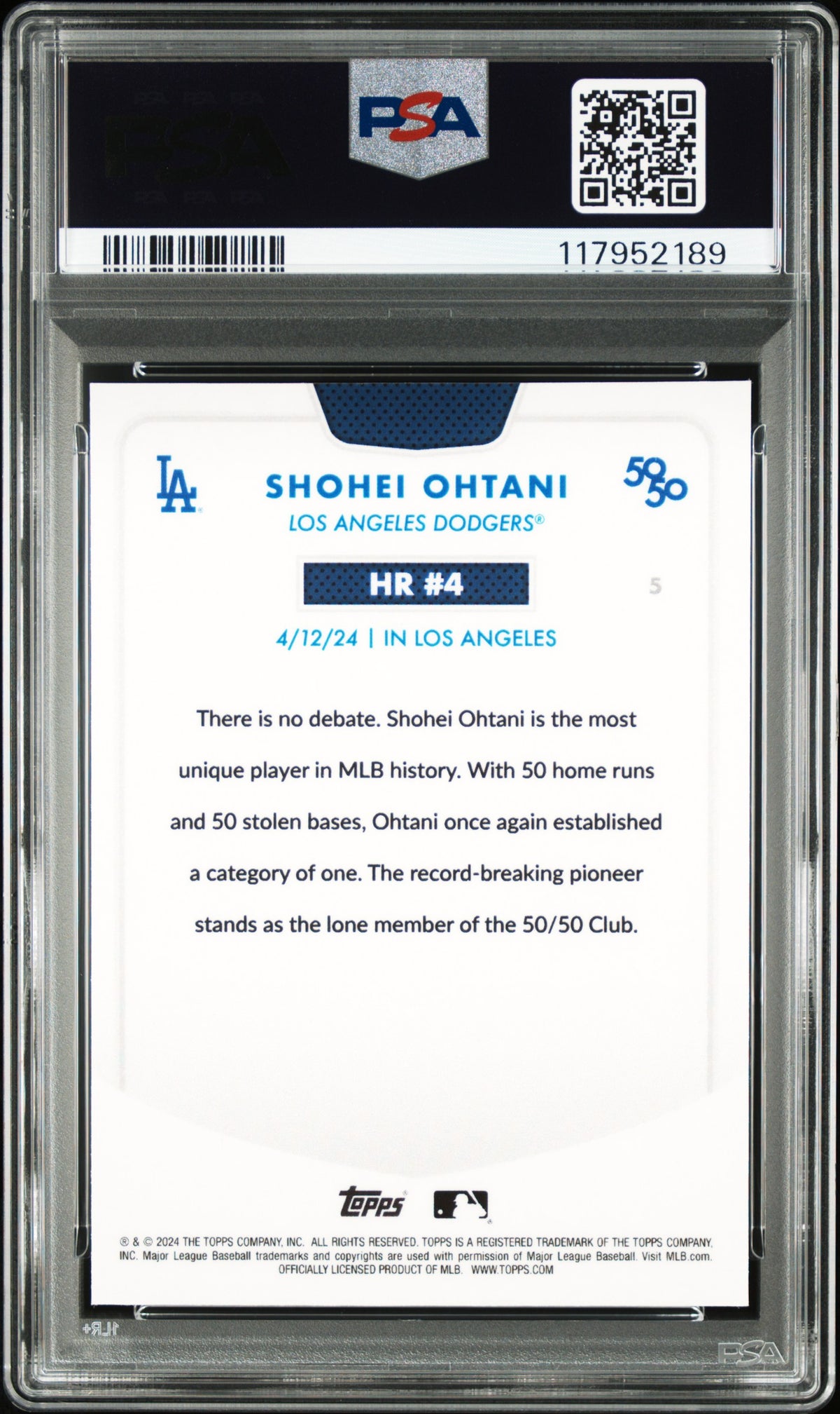 2024 Topps 50/50 Shohei Ohtani Chrome Gold Refractor 10/50 #5 PSA 9