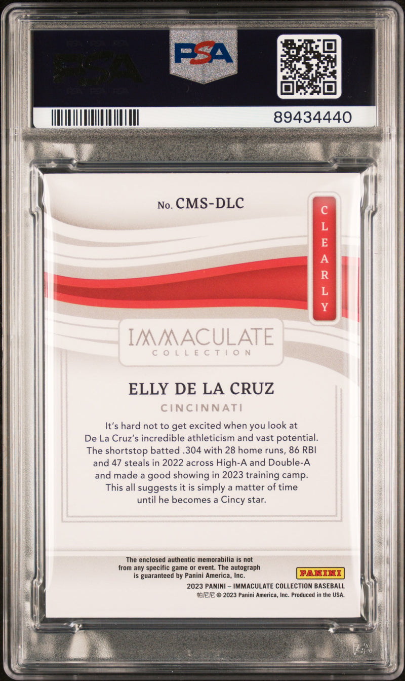 2023 Immaculate Collection Clearly Material Signatures Elly De La Cruz  PSA 9