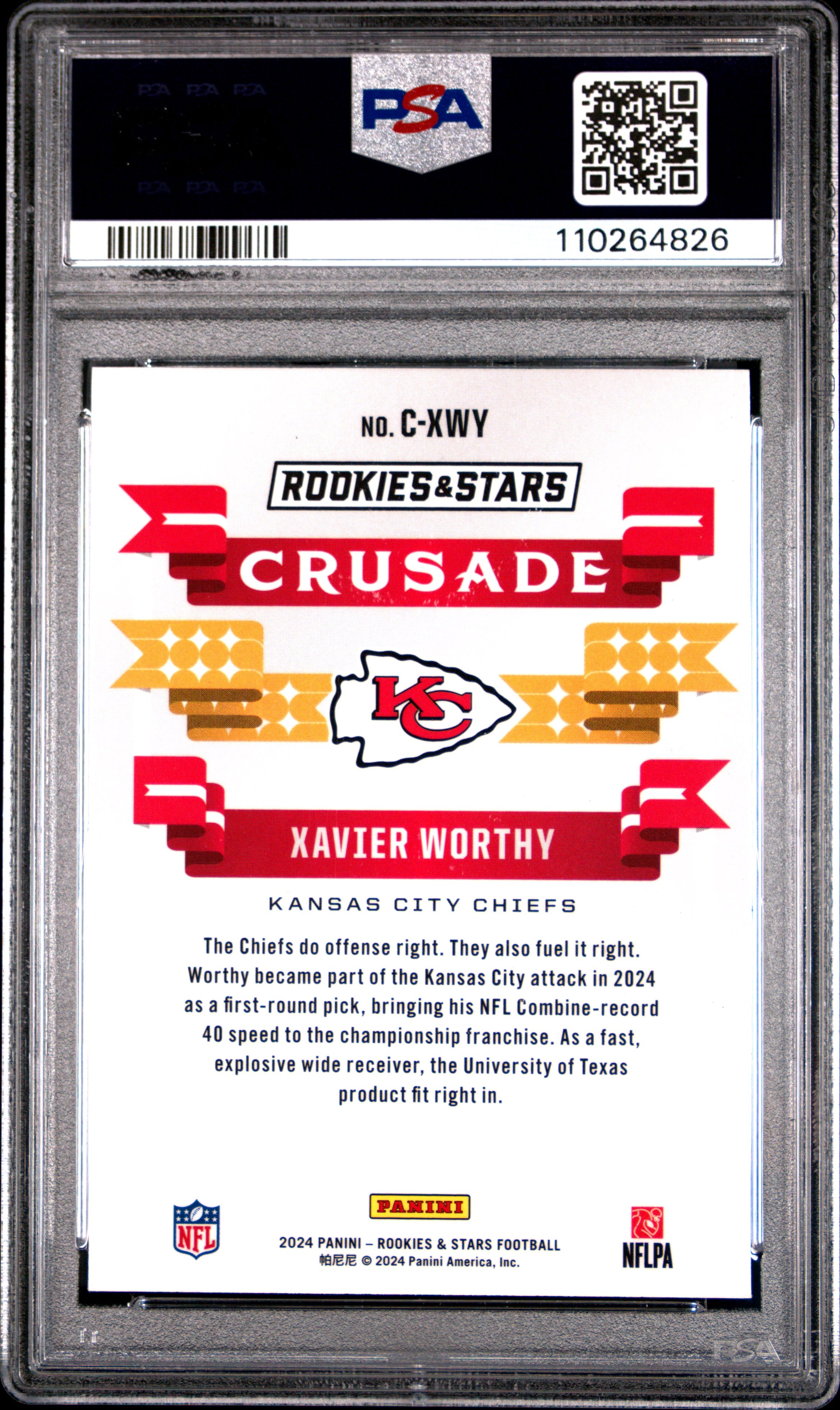 2024 Panini Rookies & Stars Crusade Xavier Worthy Red Plaid Rookie #CXWY PSA 9