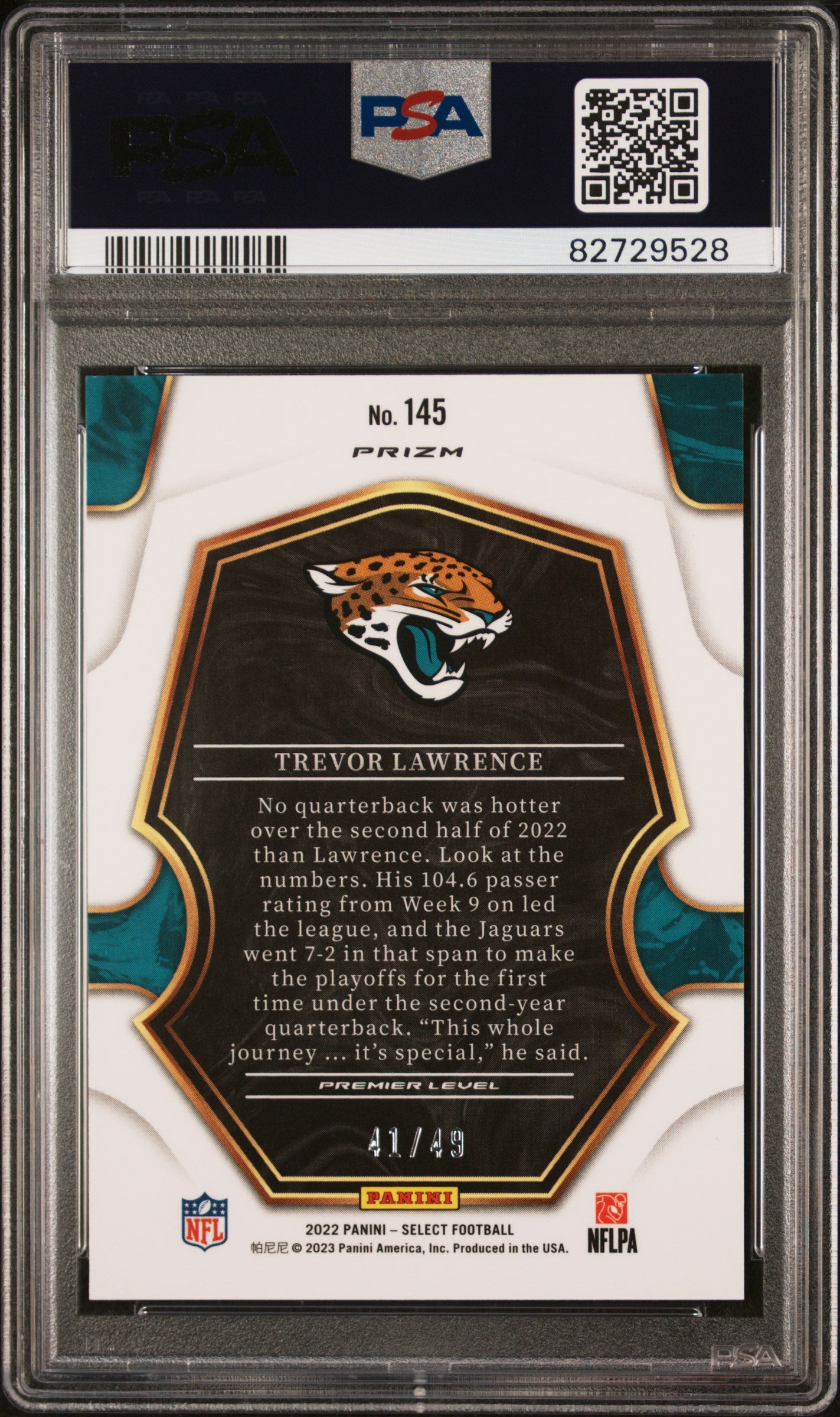 2022 Panini Select Trevor Lawrence Red Disco Prizm #145 PSA 9