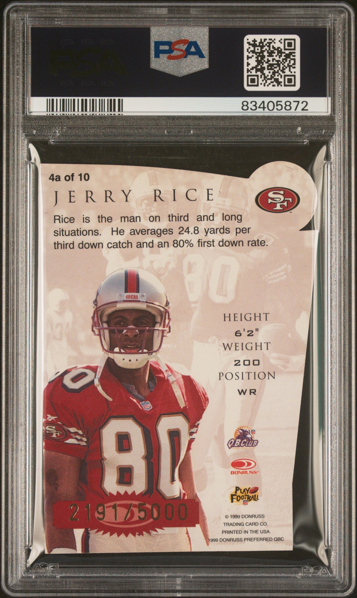 1999 Donruss Preferred Chain Reaction Jerry Rice #4a PSA 10 GEM MINT
