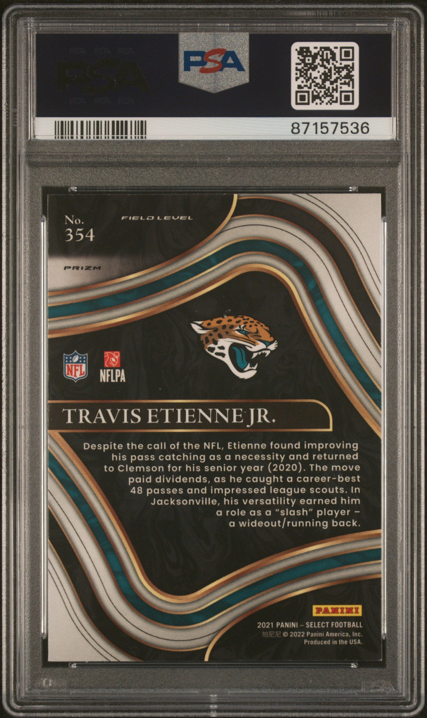 2021 Select Travis Etienne JR. Silver Prizm Rookie #354 PSA 9 MINT Jaguars