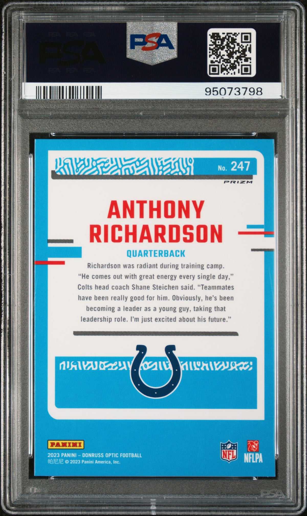 2023 Panini Donruss Optic Anthony Richardson Pink #247 PSA 10