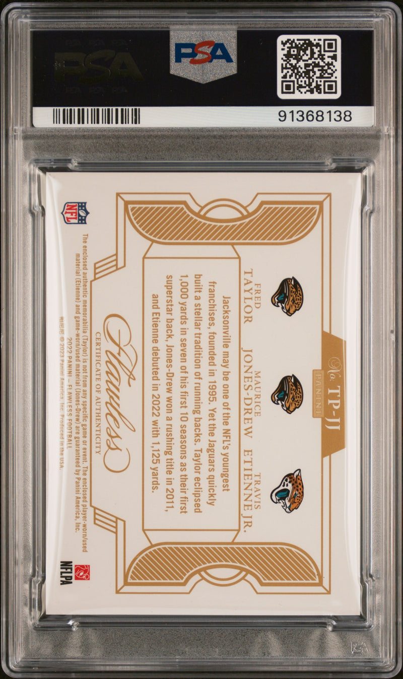 2022 Panini Flawless Triple Patches Sapphire MJD Fred Taylor Etienne PSA 10 GEM