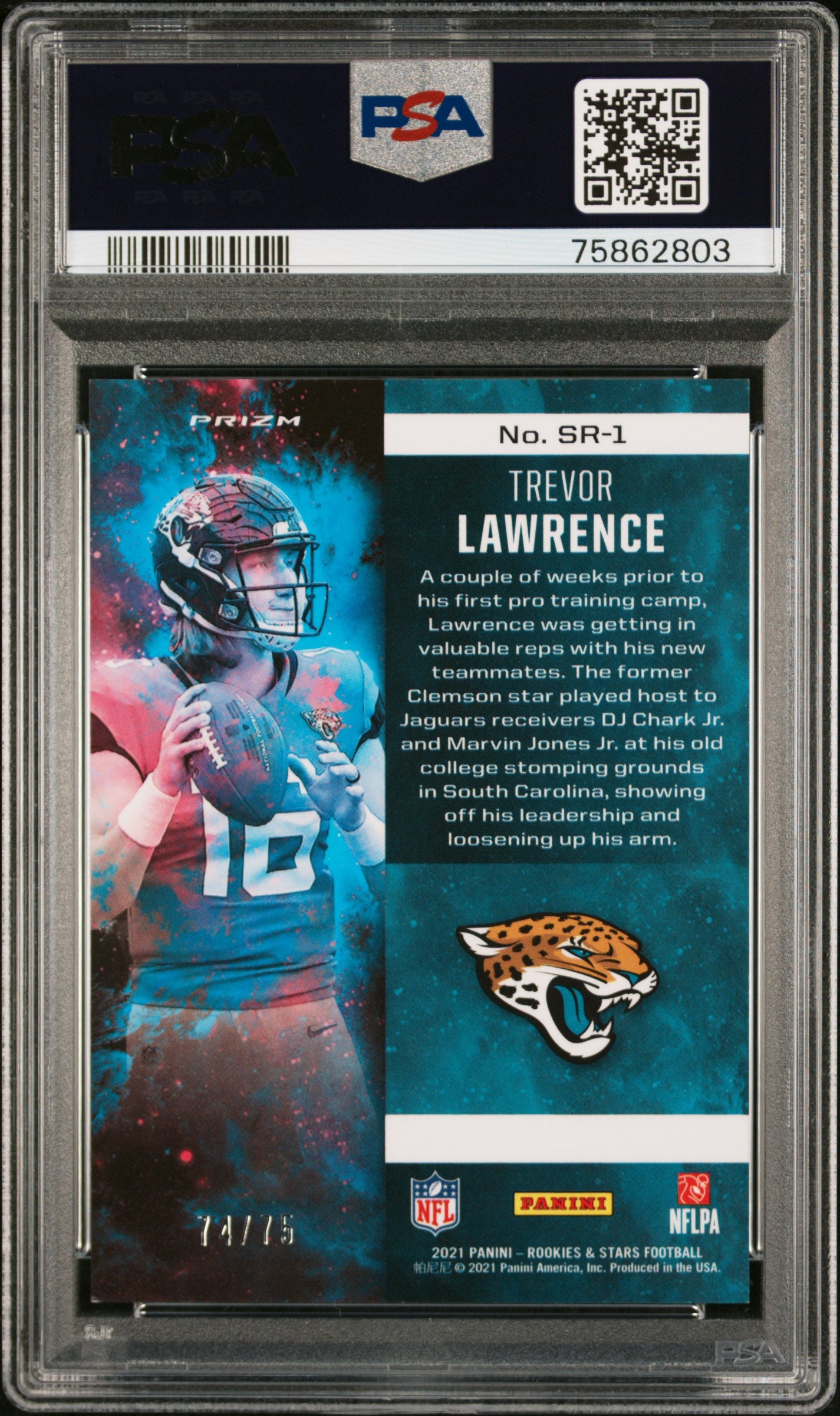 2021 Rookies & Stars Stellar Trevor Lawrence Pink Rookie /75 PSA 9 Jaguars