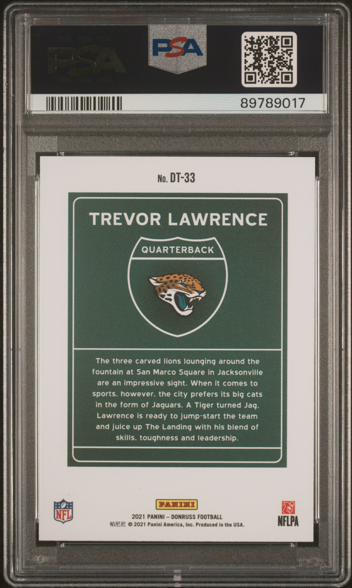 2021 Donruss Trevor Lawrence Downtown! Rookie #DT-33 PSA 10 Jacksonville Jaguars
