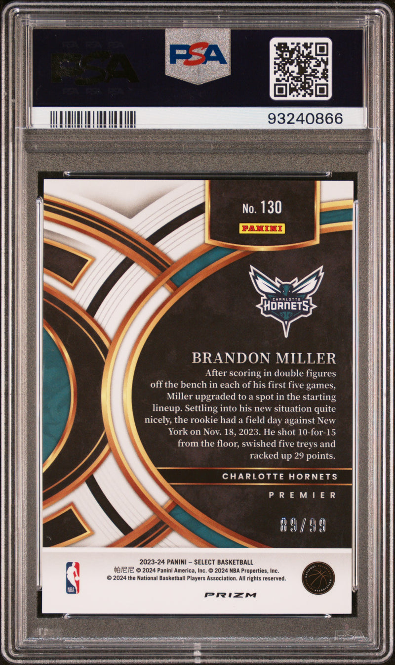 2023 Panini Select Brandon Miller Blue Tectonic /99 Premier