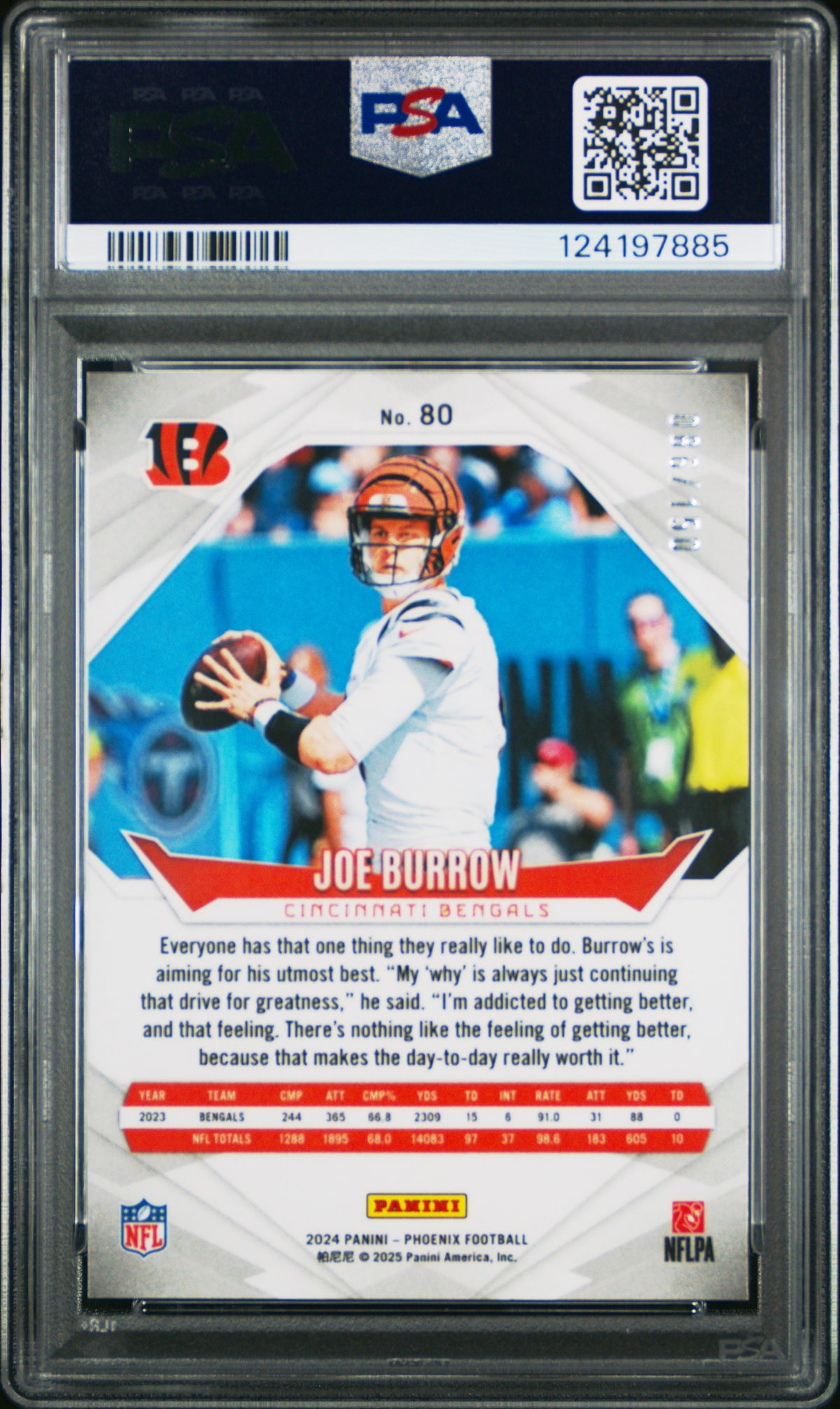 2024 Panini Phoenix Joe Burrow NFL Shield 086/150 #80 PSA 10 GEM MINT