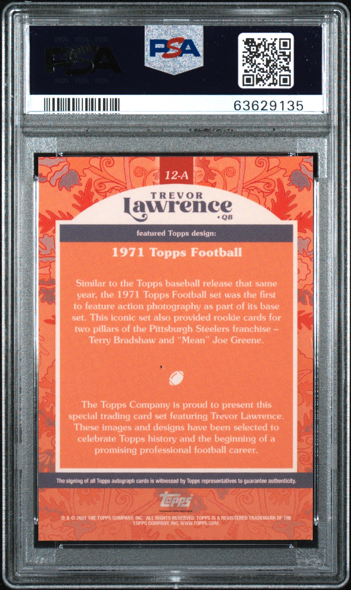 2021 Topps X Trevor Lawrence Trevor Lawrence Autograph Purple 38/44 #1