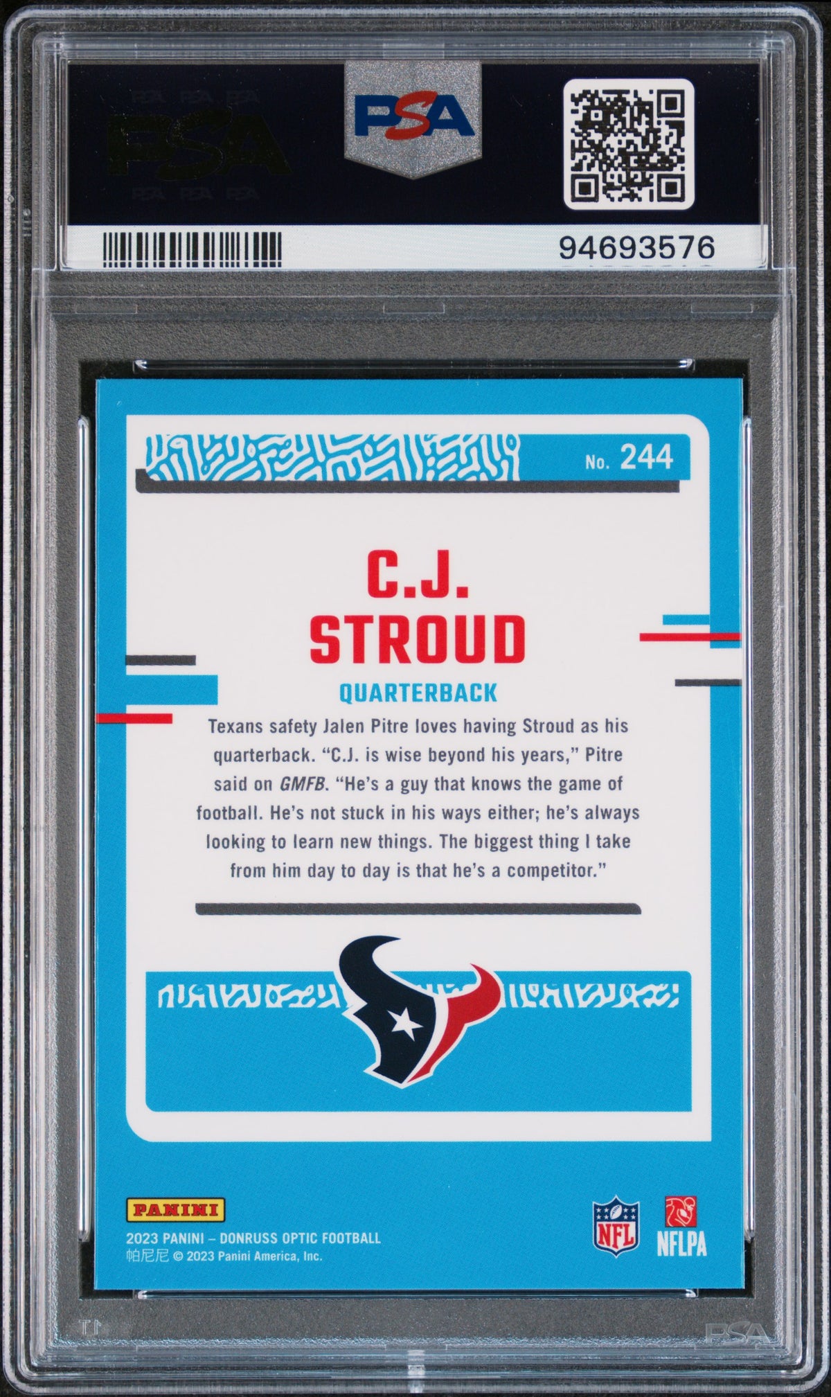 2023 Panini Donruss Optic CJ Stroud #244 PSA 9
