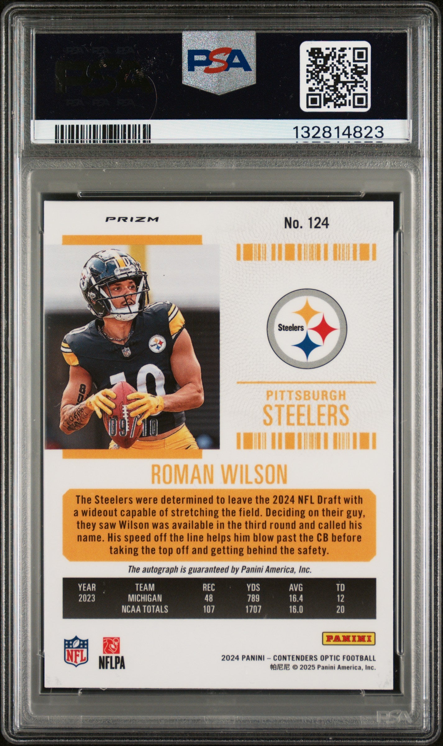 2024 Panini Contenders Optic Roman Wilson Autograph Gold /10 Rookie PSA 9 MINT