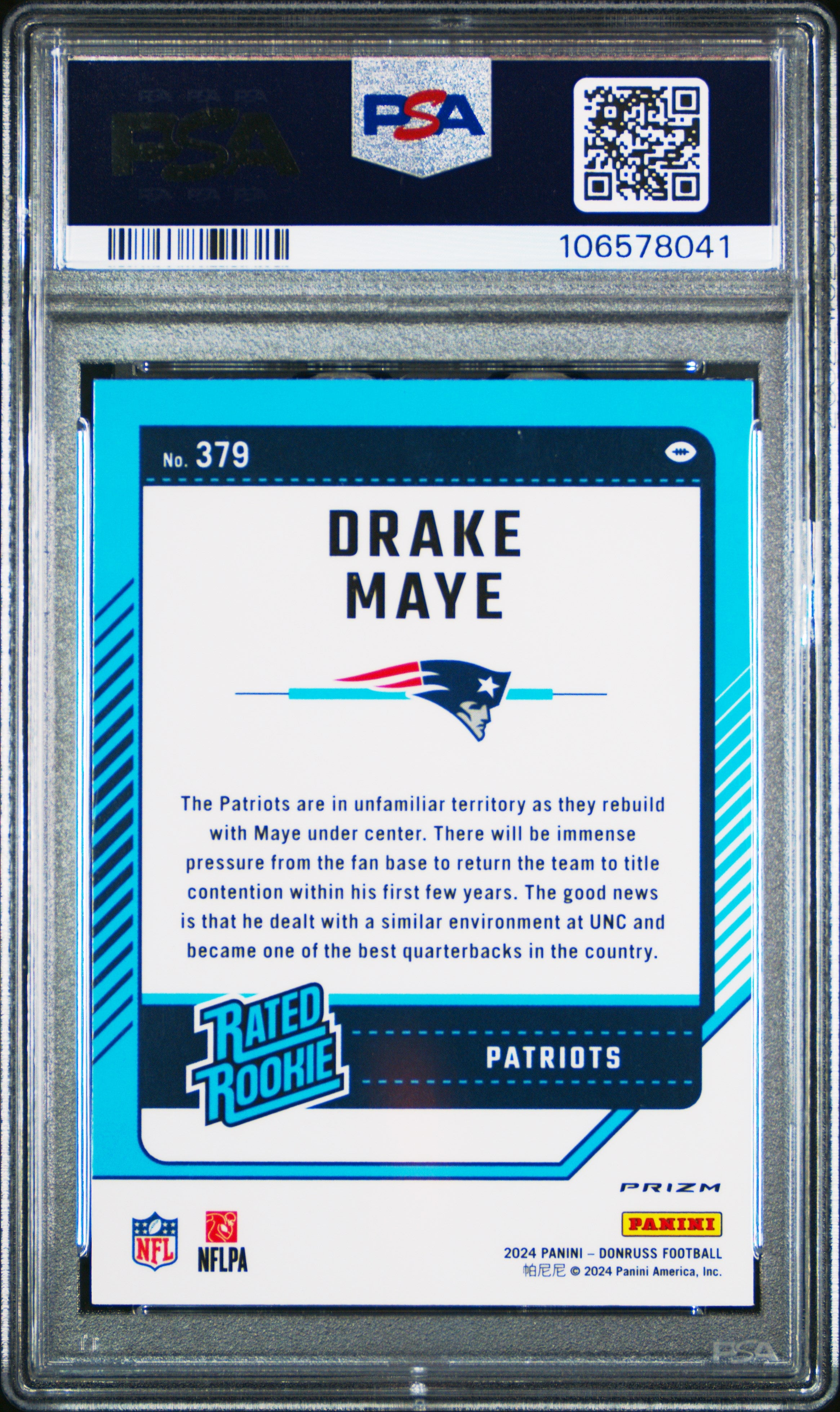 2024 Panini Donruss Drake Maye Optic Preview #379 PSA 9