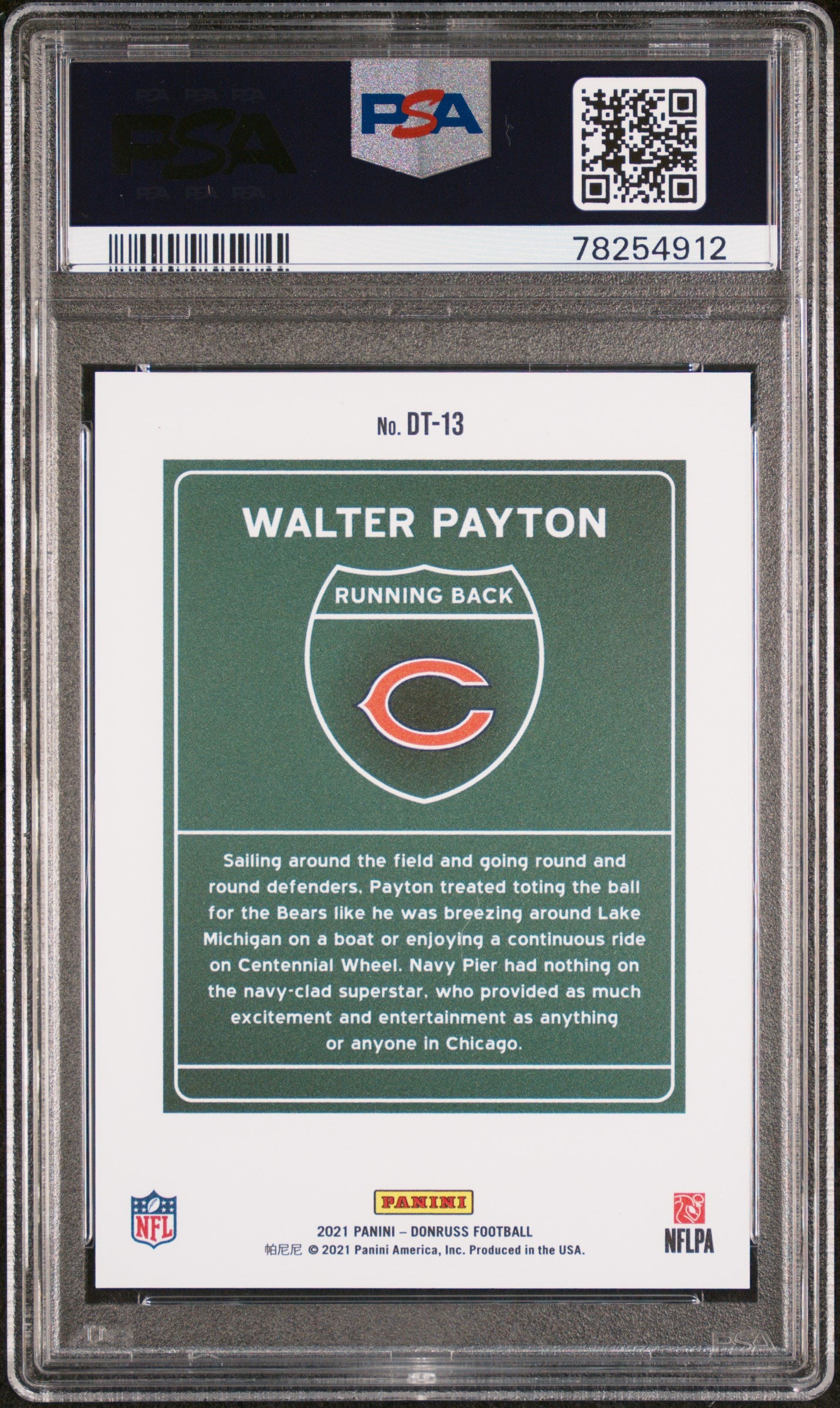 2021 Donruss Downtown Walter Payton Downtown! SSP #DT-13 PSA 10 Chicago Bears