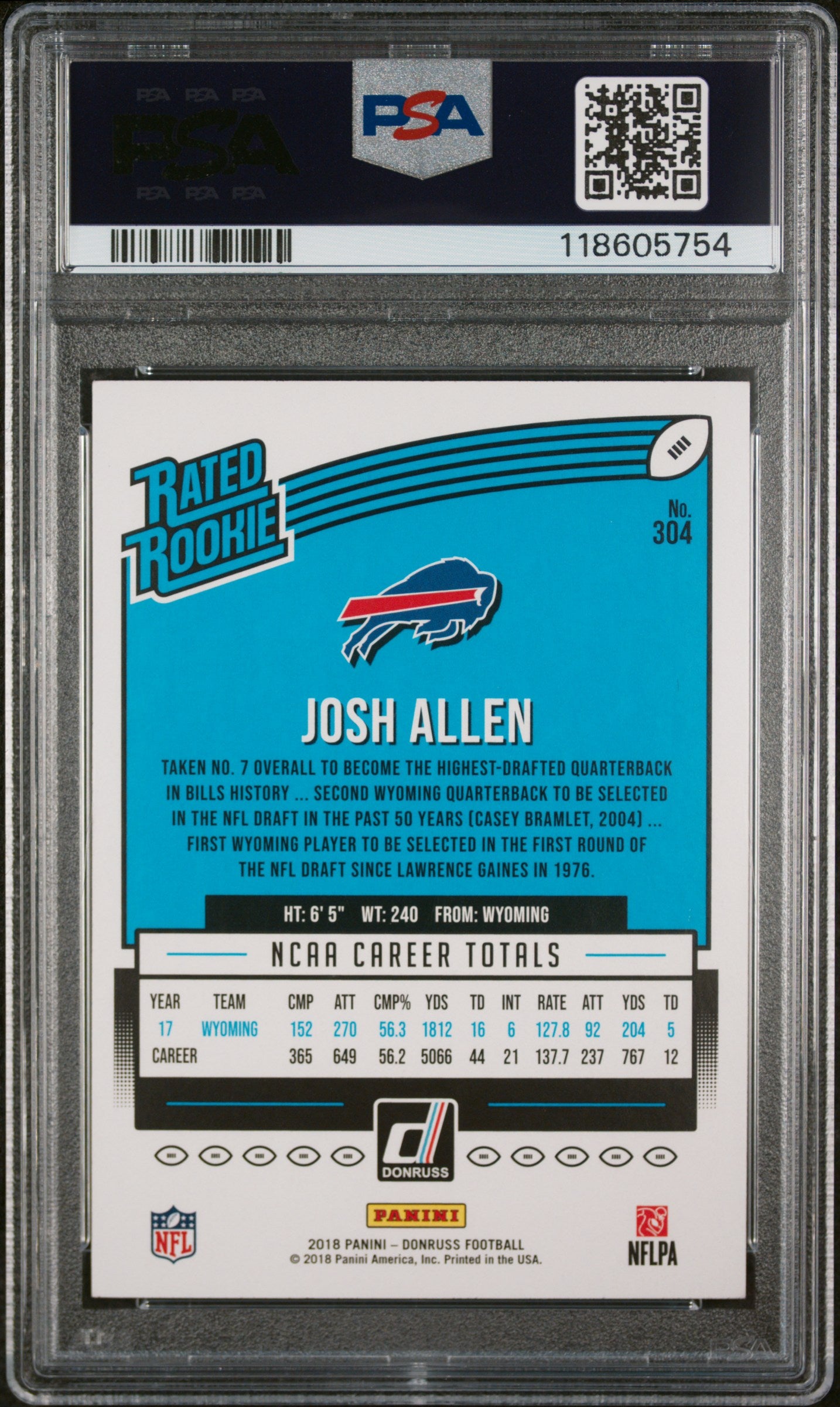 2018 Panini Donruss Josh Allen #304 PSA 9