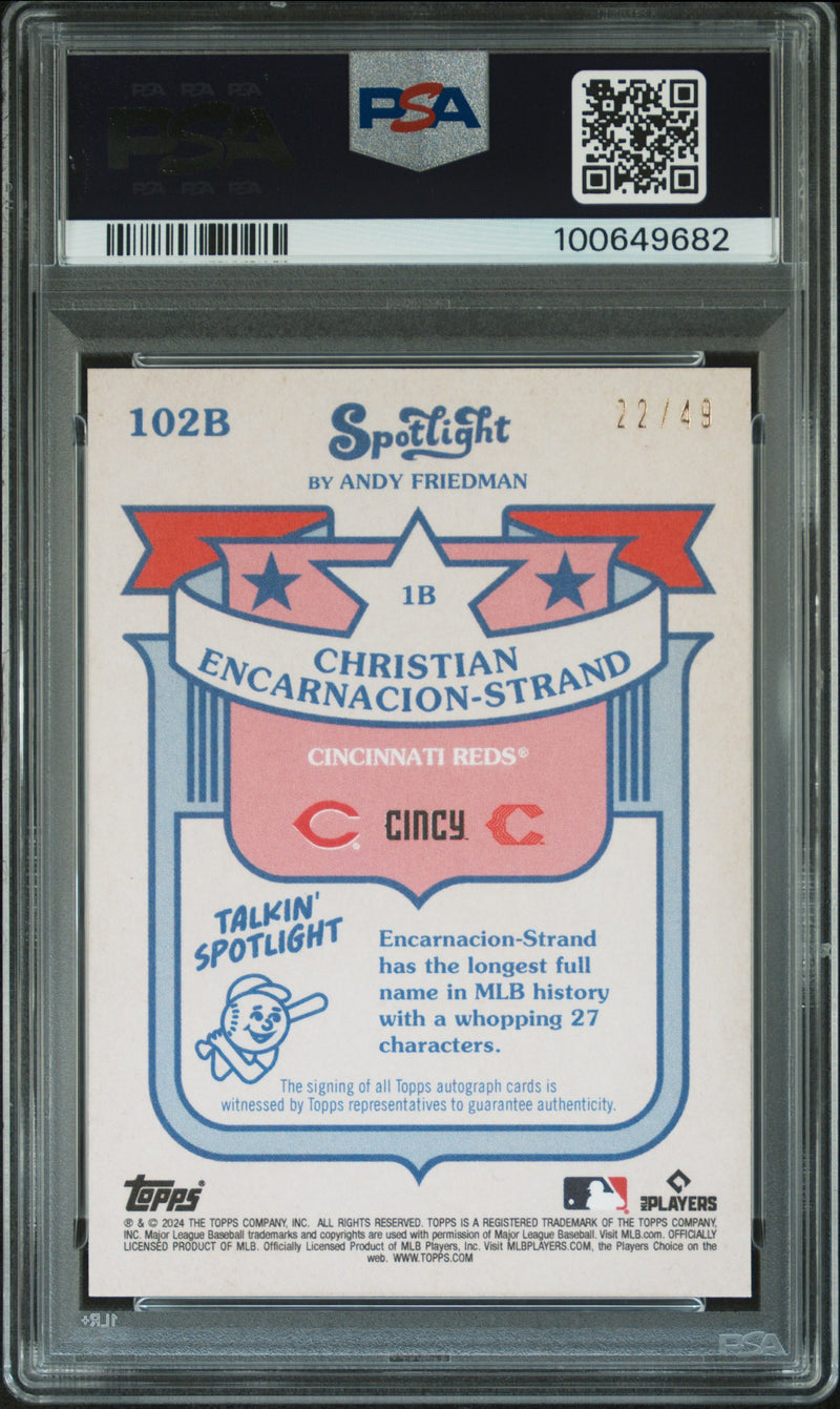 2024 Topps Spotlight Autographs C. Encarnacion-Strand Grayscale Filter PSA 9