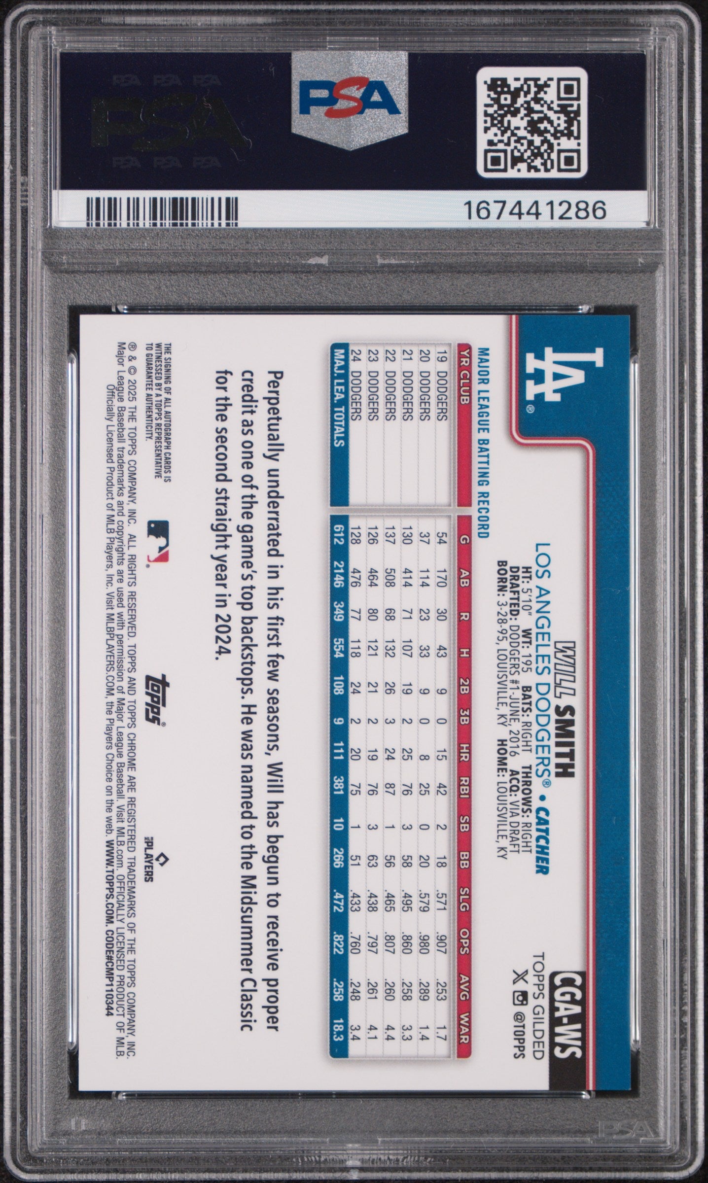 2025 Gilded Collection Topps Chrome Gold Auto Will Smith Yellow 42/75 PSA 10