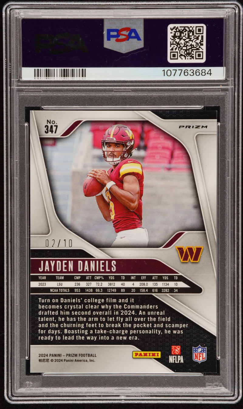 2024 Panini Prizm Jayden Daniels Gold Wave #347 PSA 10 GEM MINT #d 02/10