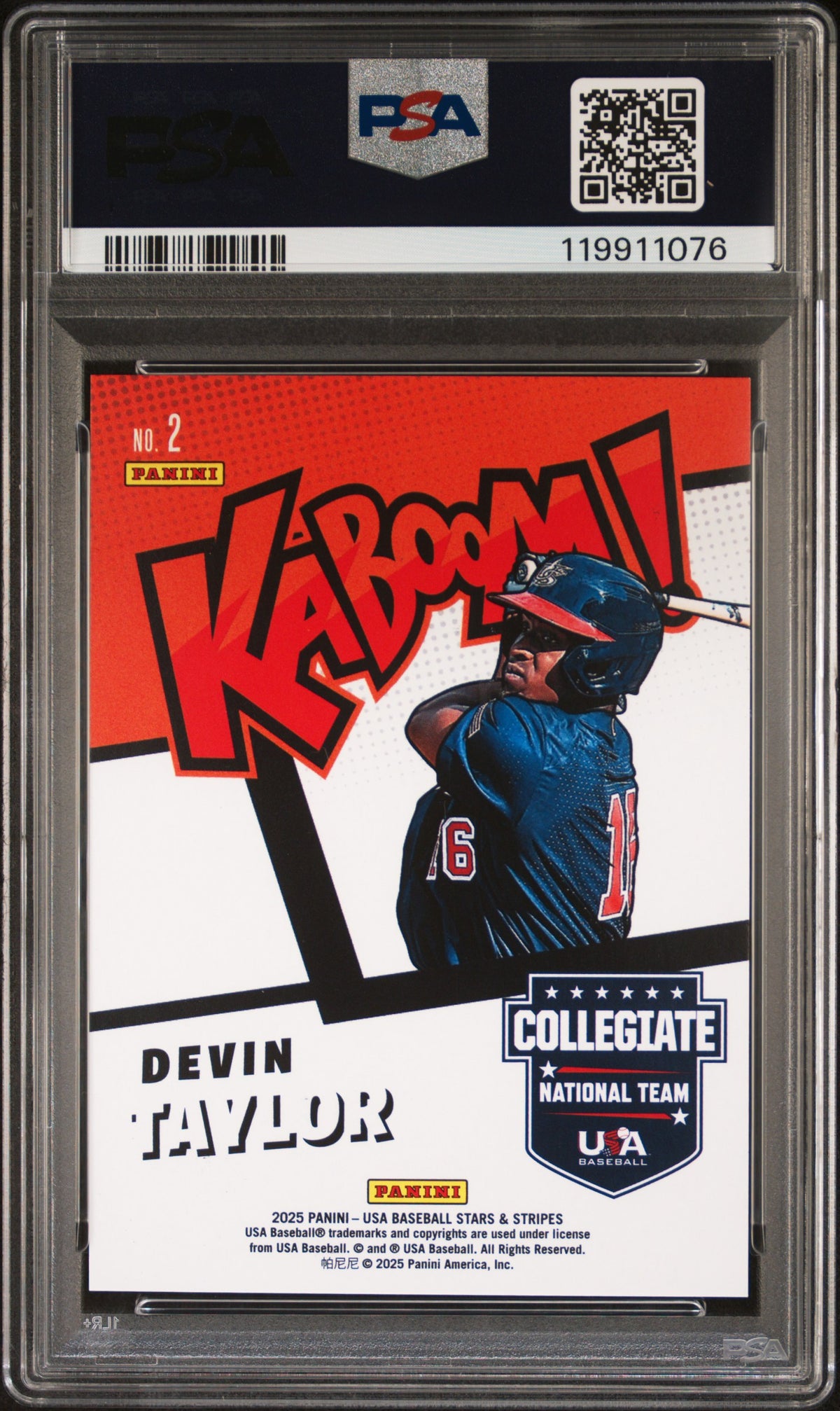 2025 Panini Stars & Stripes Usa Kaboom! Devin Taylor #2 PSA 9