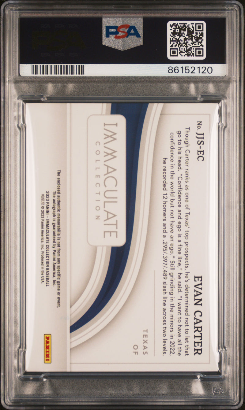 2023 Panini Immaculate Collection Jumbo Signatures Evan Carte PSA 9 Baseball