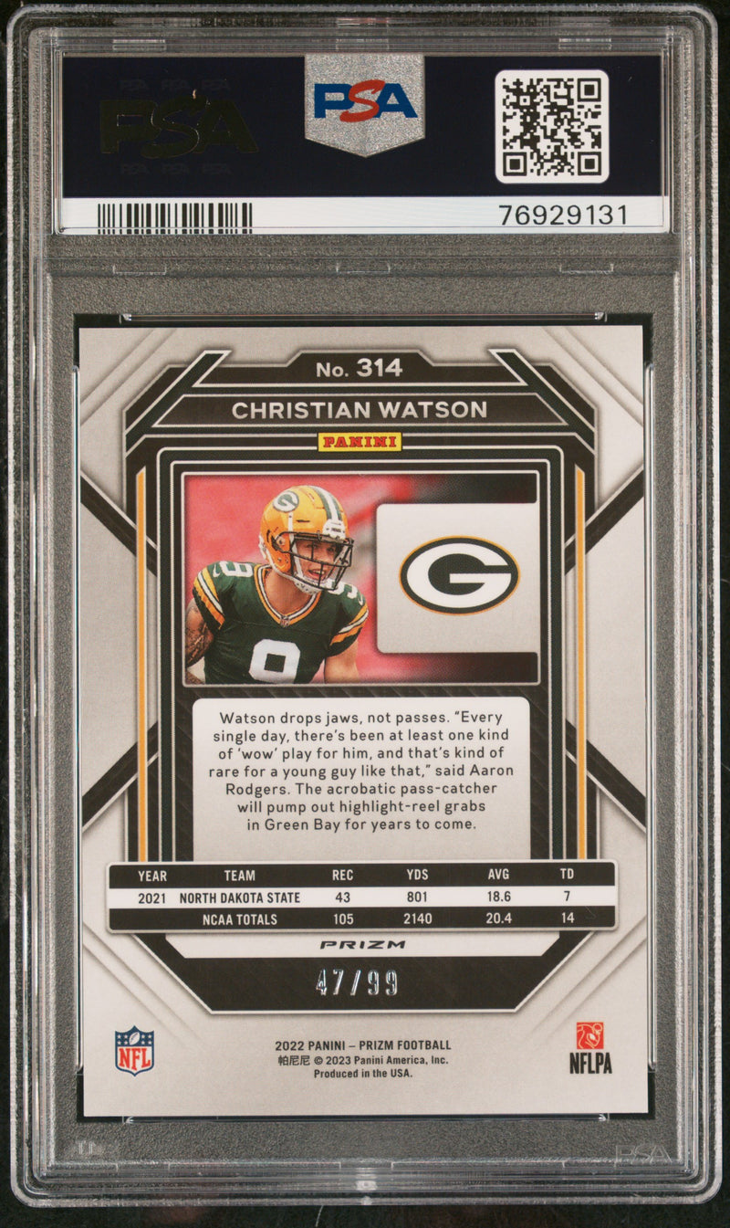 2022 Panini Prizm Christian Watson Blue Ice