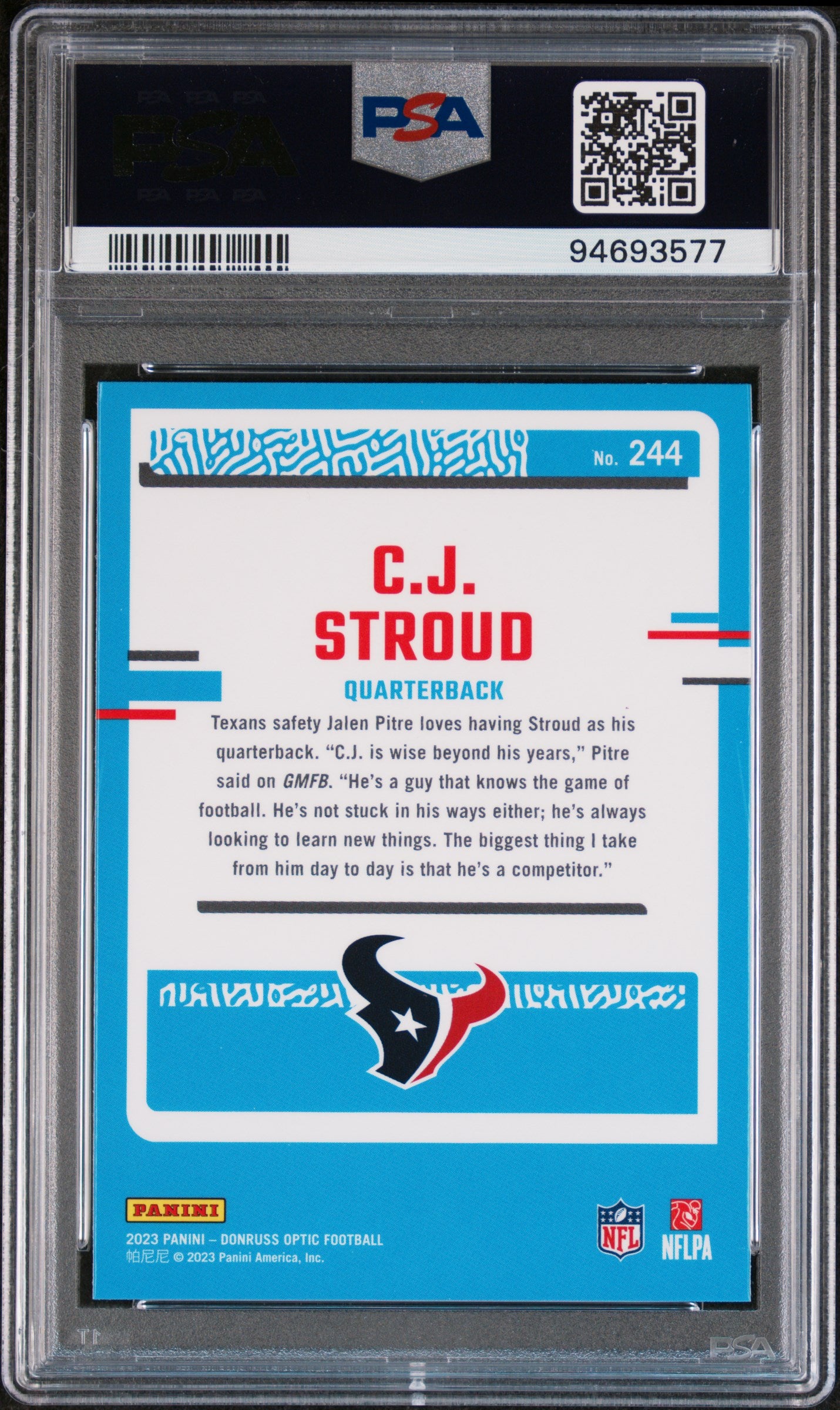 2023 Panini Donruss Optic CJ Stroud #244 PSA 10