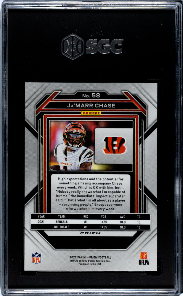 2022 Panini Prizm Ja'marr Chase Light Blue #58 SGC 9 Cincinnati Bengals