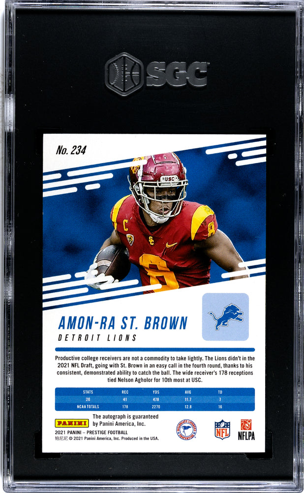 2021 Prestige Amon-Ra ST. Brown Autograph Xtra Points Premium Blue