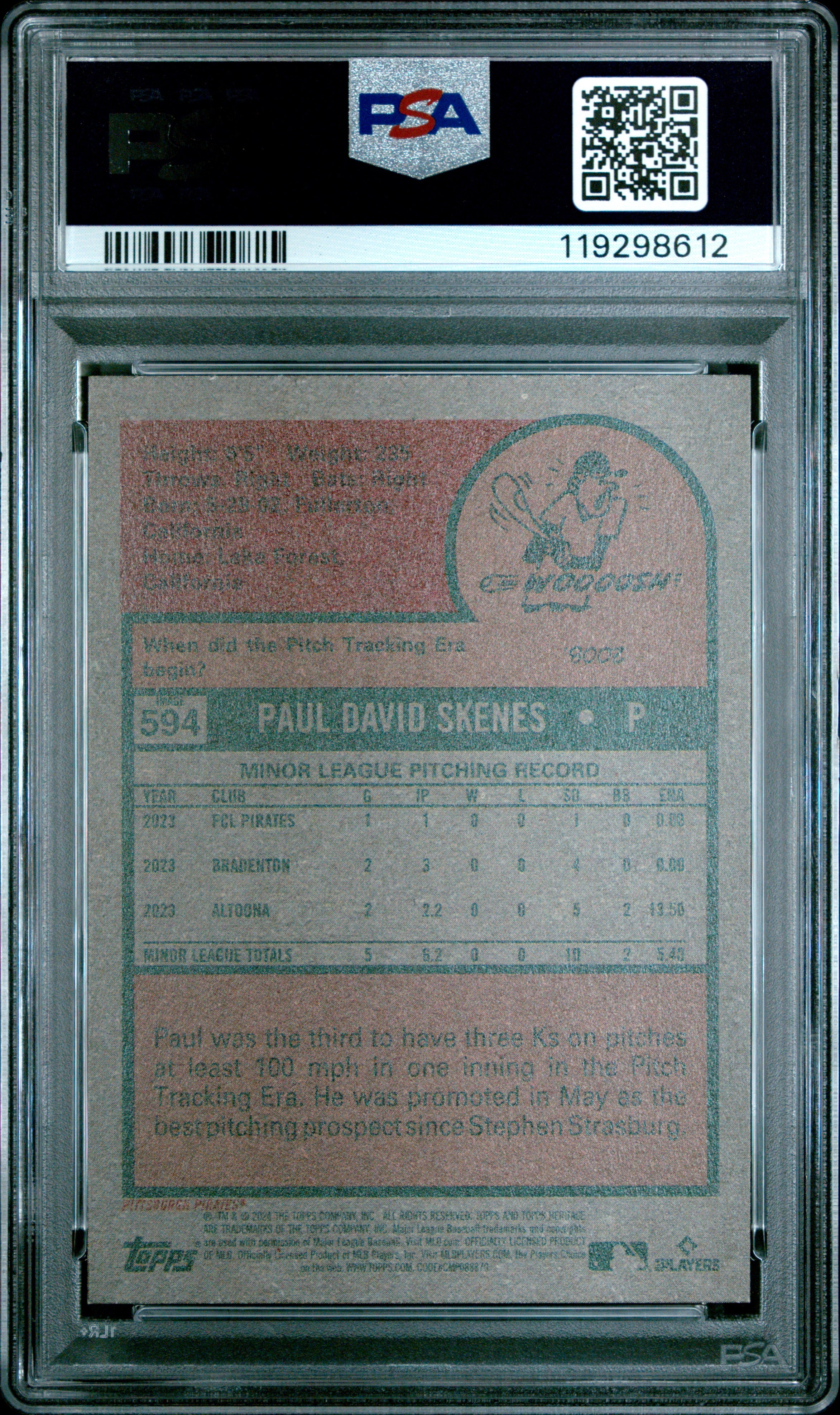2024 Topps Heritage Paul Skenes Image Variation #594 PSA 10