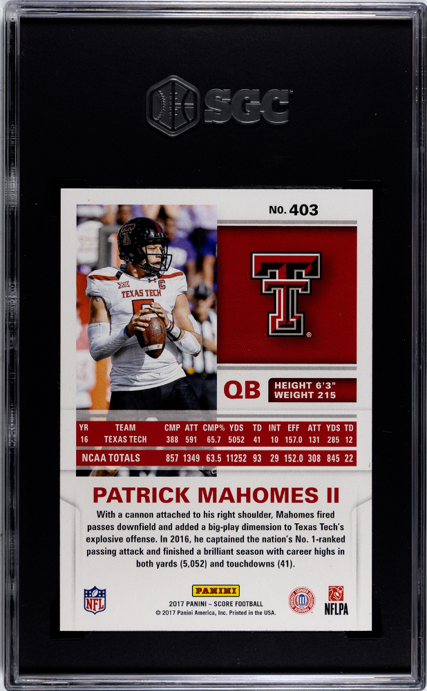 2017 Panini Score Patrick Mahomes II #403 SGC 9.5