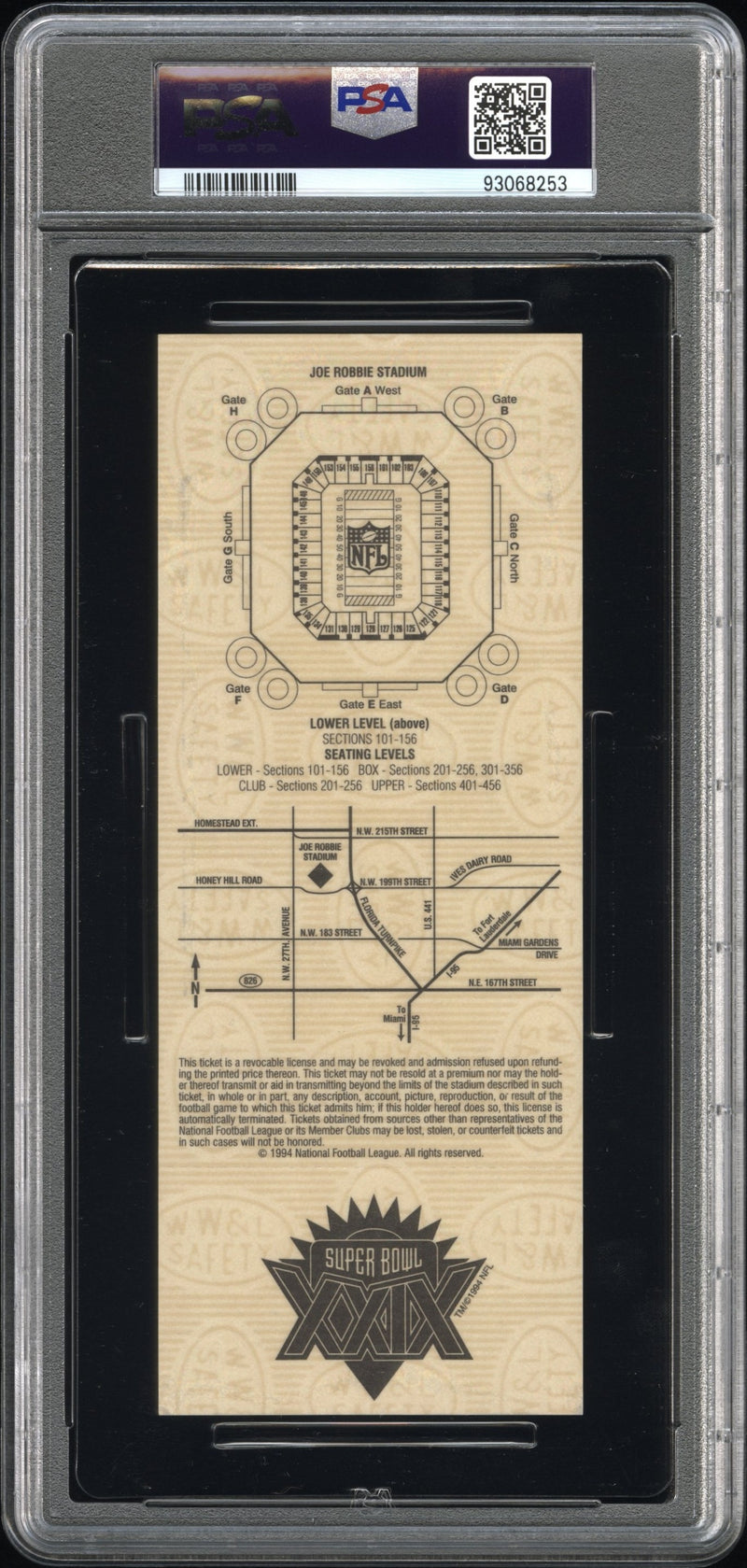 1995 Super Bowl XXIX-Full Steve Young: Tan MVP PSA 7