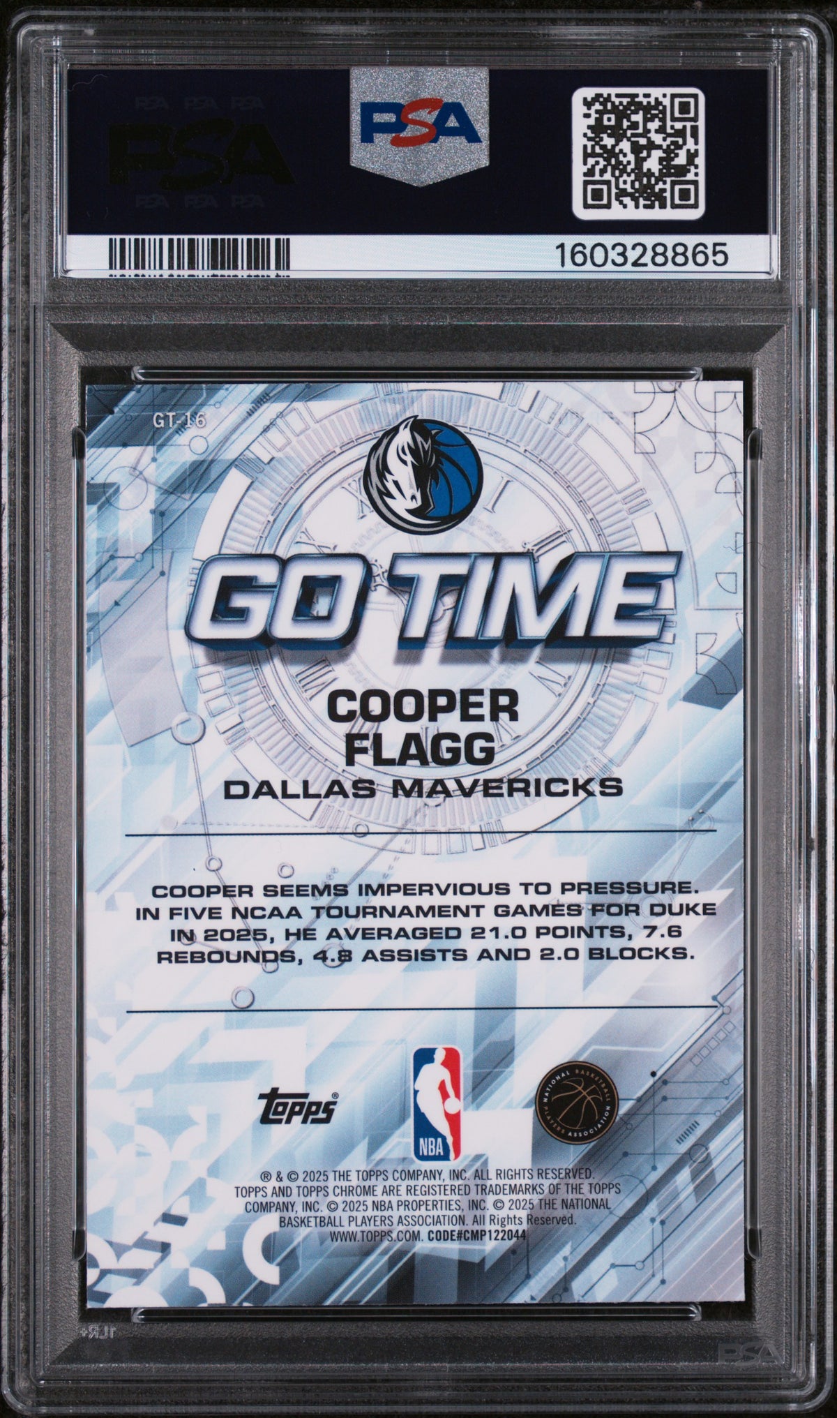 2025 Topps Chrome Go Time Cooper Flagg Rookie #GT-16 PSA 10 GEM MINT